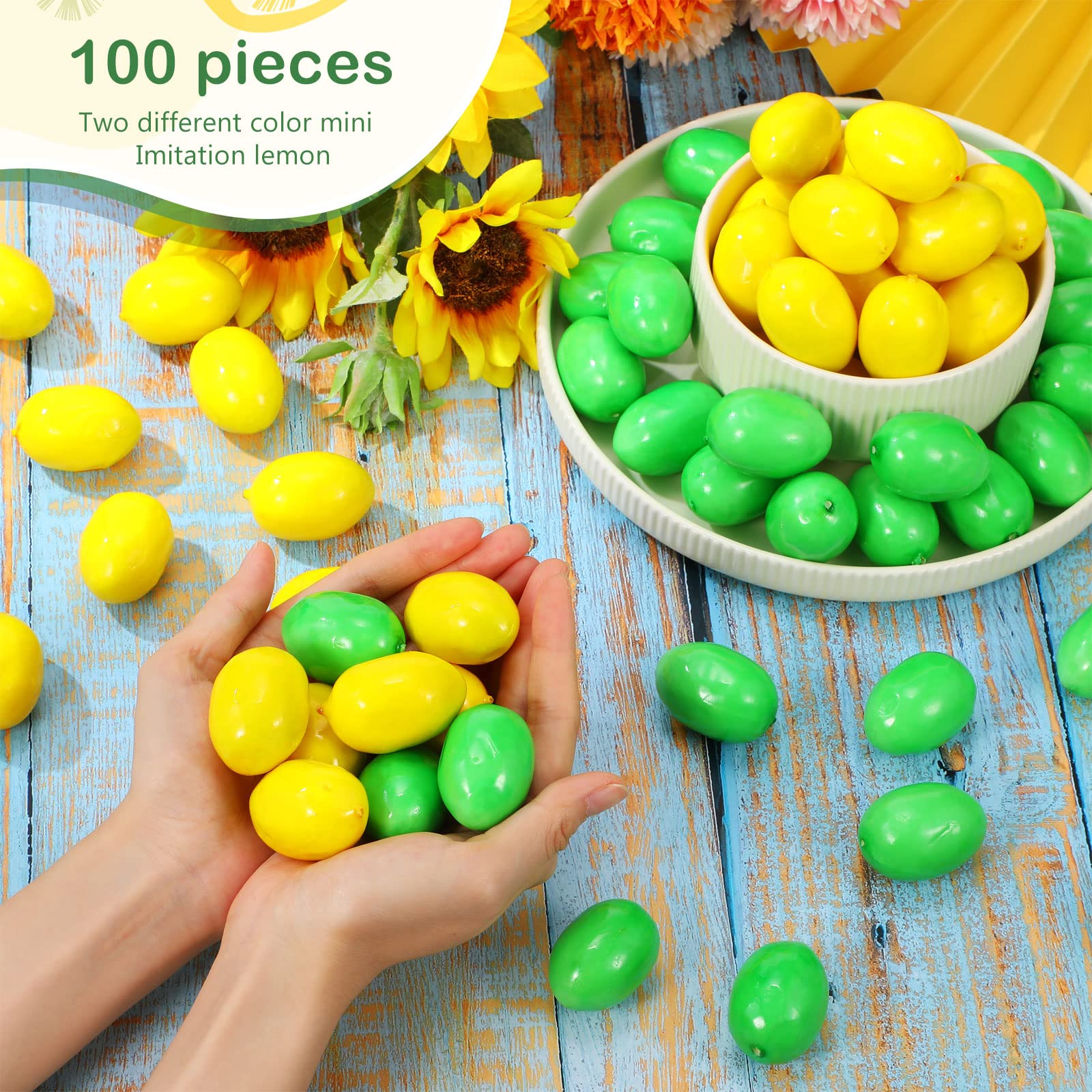 6/10Pcs Yellow/Green Artificial Lemons Fake Lemon Simulation Lemon...