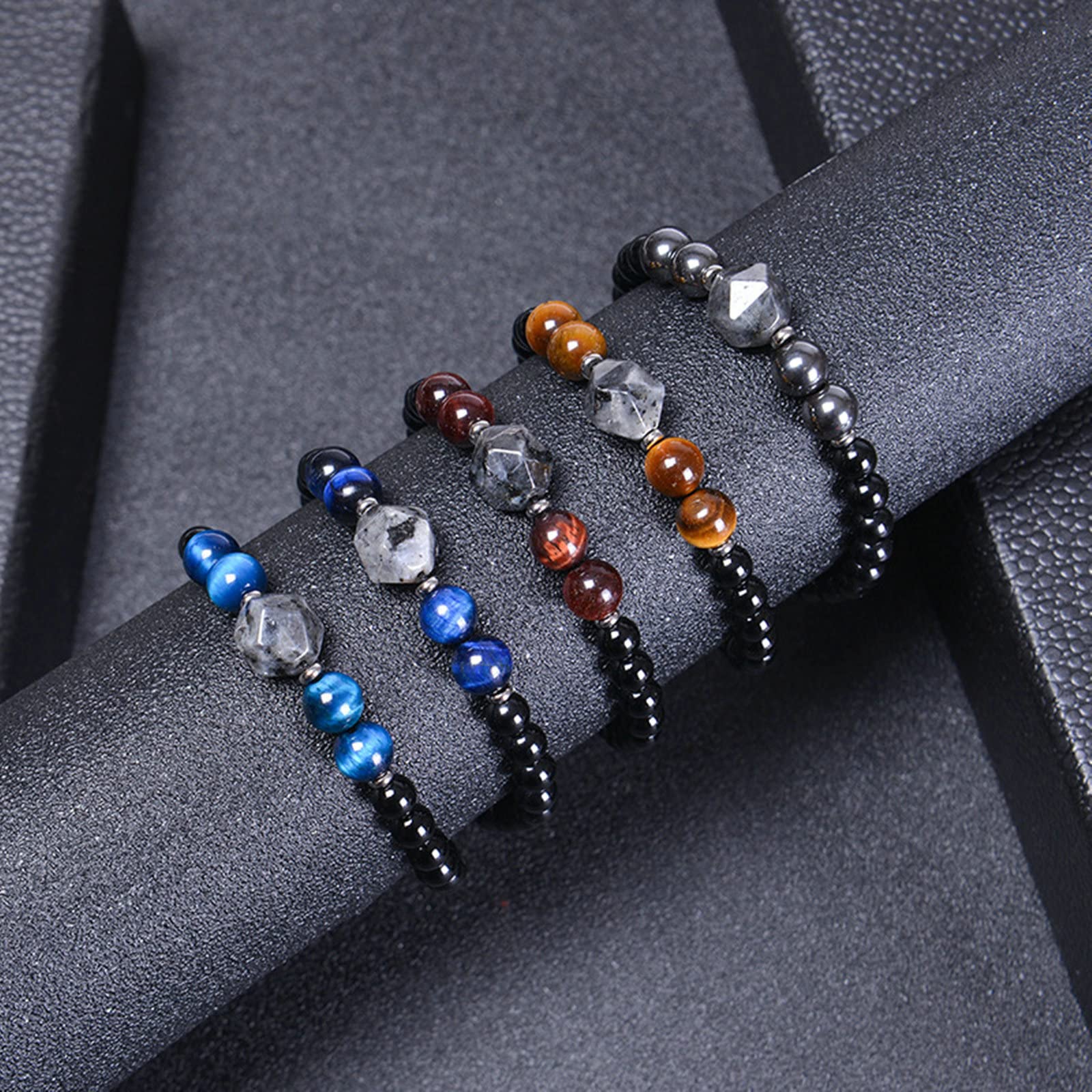 Steinperlenarmband, 6 mm Steinherz-Magnetarmband, Kettenarmbänder für Männer, 21,5 cm