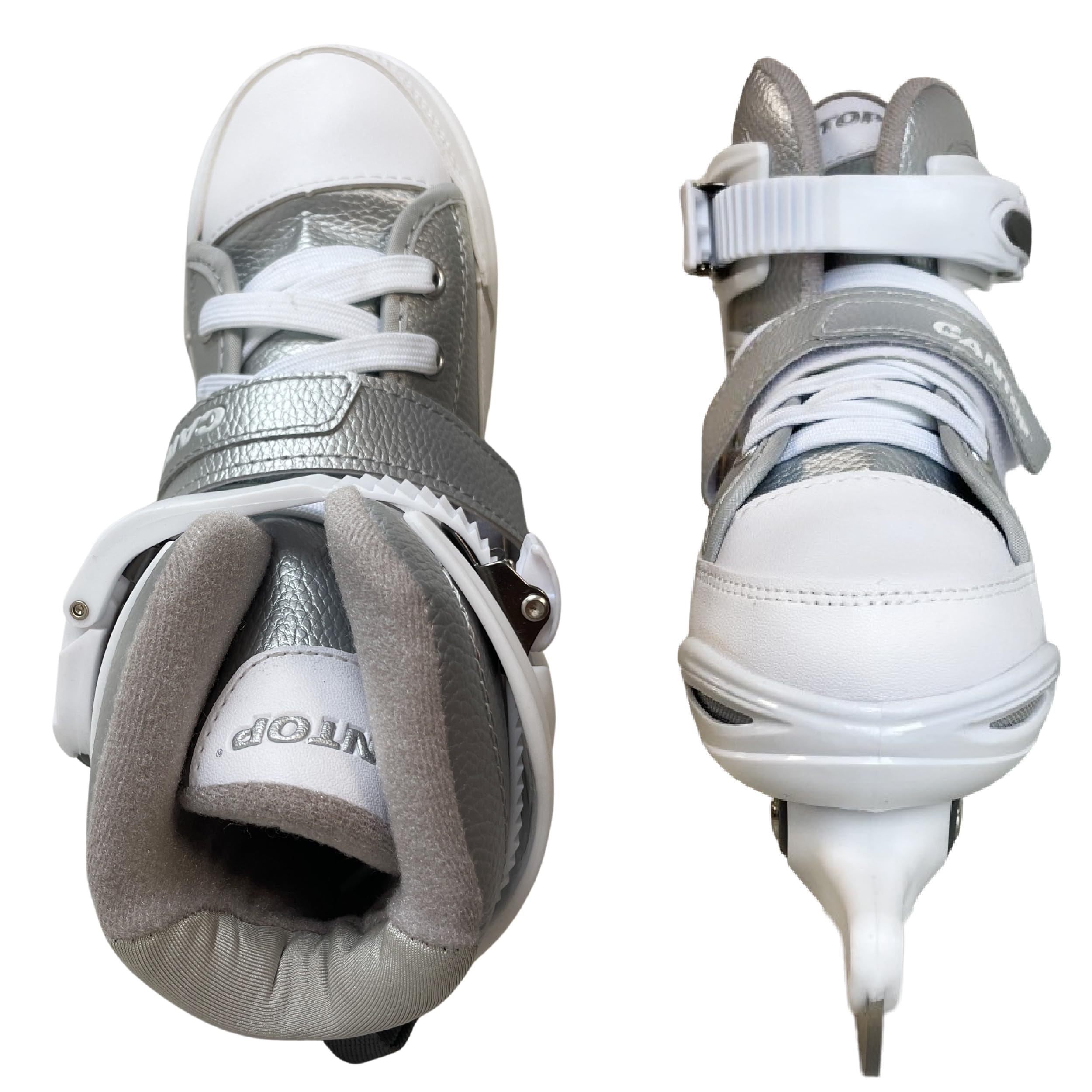 EXPLORER Cantop Schlittschuhe Kinder verstellbar Größen 30-41 für Jungen, Mädchen und Damen und Herren Eishockey Schlittschuh im Sneaker Design in Schwarz oder Silber