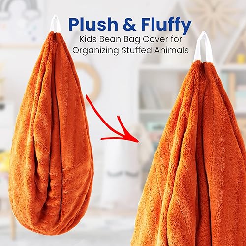 Miniatura 10 de Cheer Collection Puf de almacenamiento de animales de peluche, organizador de almacenamiento de juguetes para niños y puf con asa, bolsa de piel