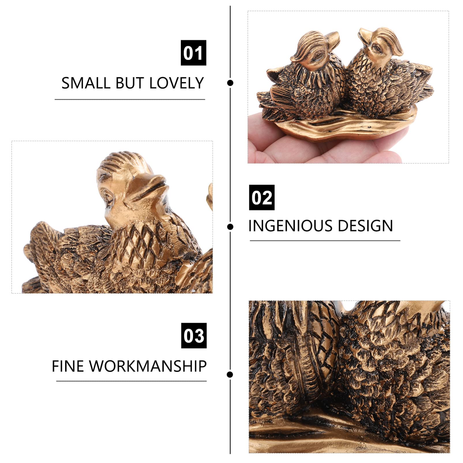Angoily Mandarin Duck Ornaments Feng Shui Love Birds Couple Figurine 3.54 Inch Decorative Statue for Home and Office Desk Artware - Image 4