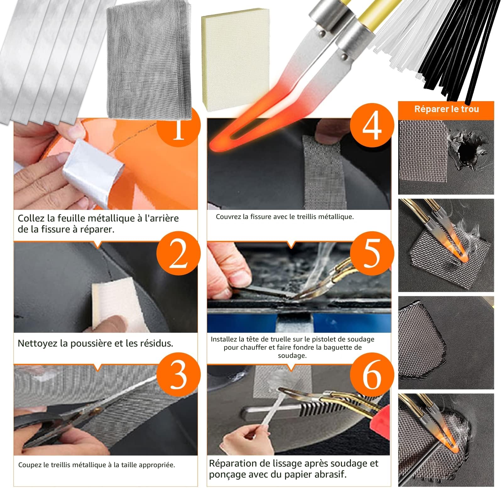 220W Soudure Plastique 2 en1 Soudeuse Plastique Kit Reparation Plastique Soudage Plastique avec 800Pcs Agrafes,40Pcs Bâtons Soudage & 2Pcs Outil de Truelle pour Réparer un Auto/Moto Pare-chocs (noir)