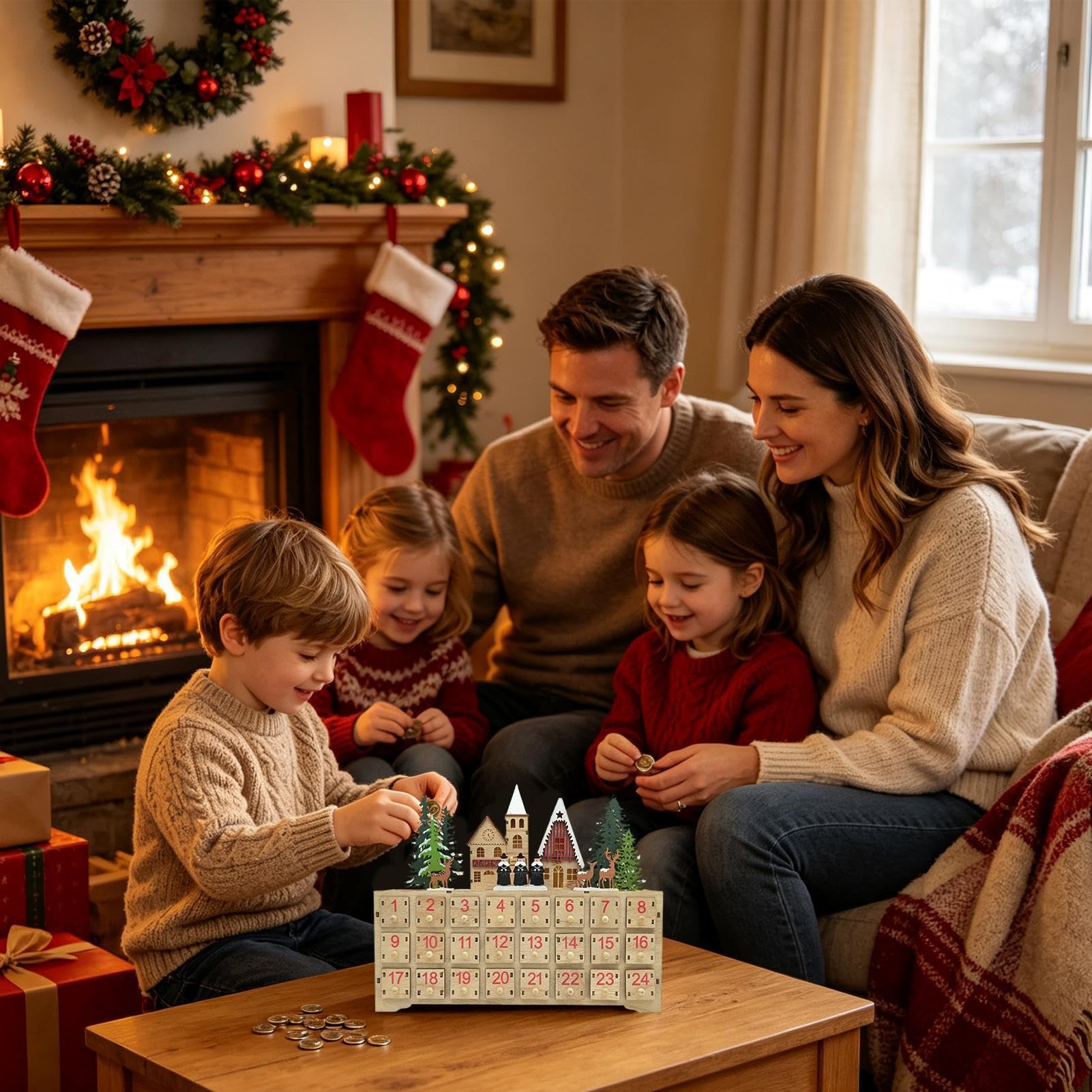 Décoration avec 24 tiroirs | Calendrier de l'Avent en bois