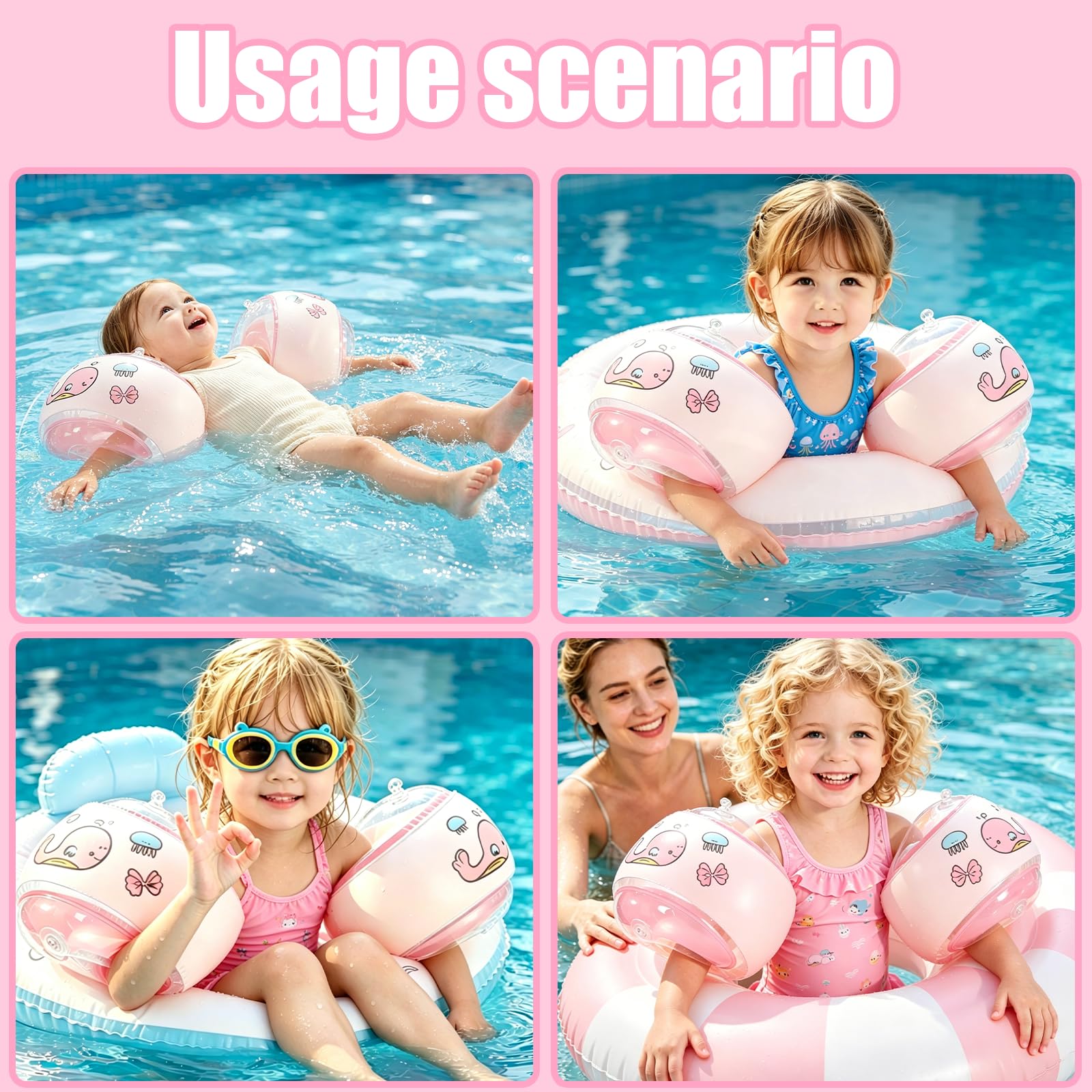 Braccioli Bambini, Swim Braccioli 3-6Anni, Bracciolis Mare Bambino,Peso può raggiungere fino a 30 kg-rosa