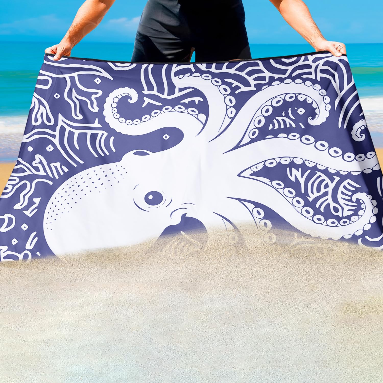 Confezione da 2 teli mare extra large da 180 x 90 cm, in microfibra di alta qualità da 250 g/m², senza sabbia, ad asciugatura rapida, leggeri, ideali per famiglia, spiaggia, vacanze, piscina