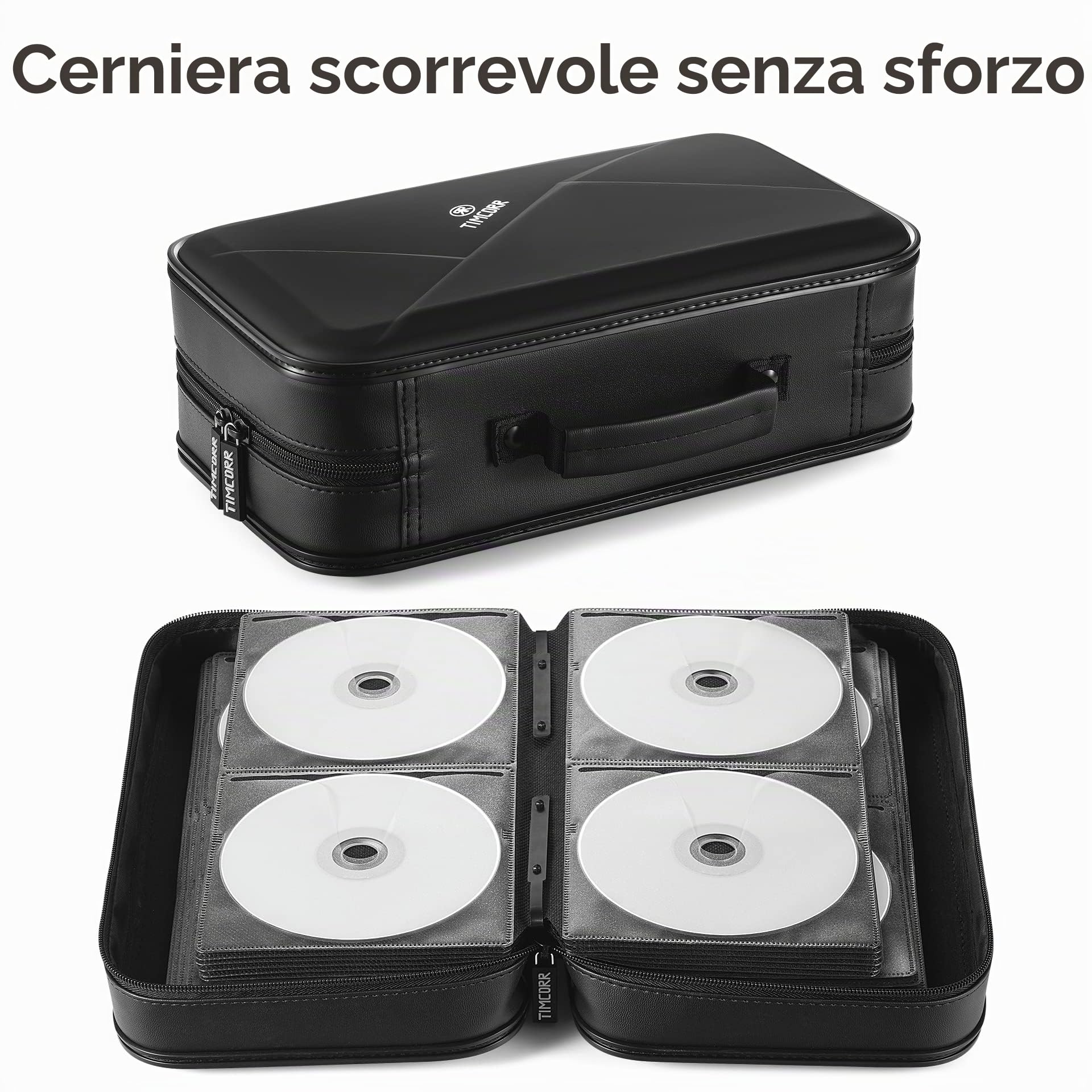 Custodia per CD e DVD: 144 custodie per DVD, organizer portatile a portafoglio – Raccoglitore protettivo in plastica per il trasporto per casa e viaggio (nero)