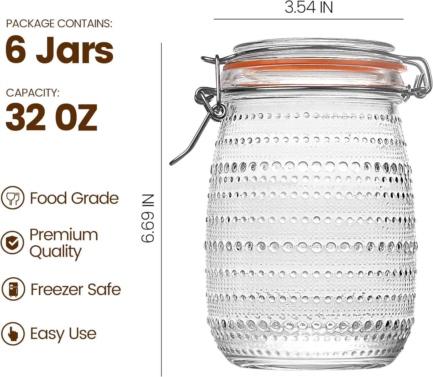 Revamp Your Kitchen: 6-Pack 32 Oz Glass Mason Jars with Airtight Lids for Ultimate Storage!