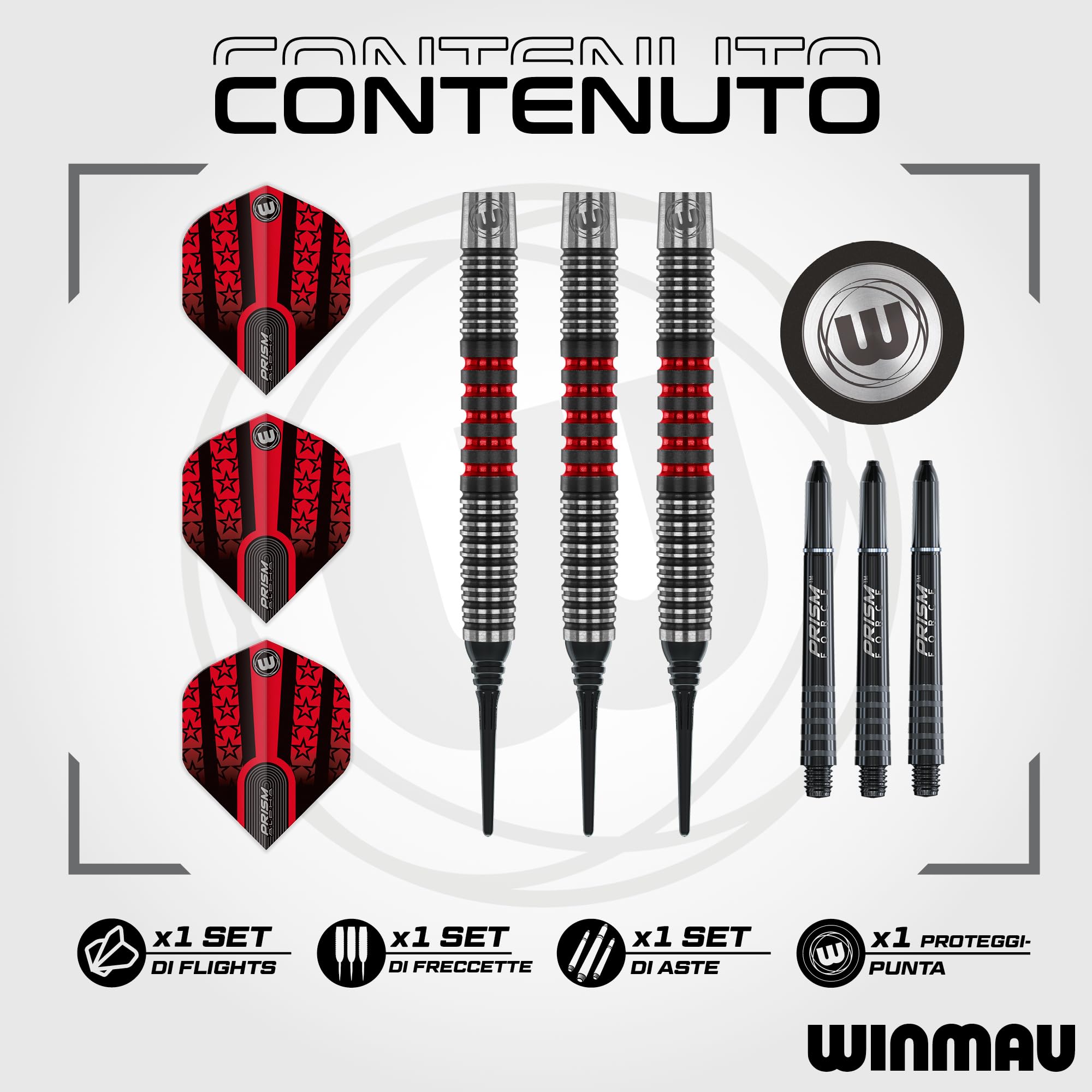 WINMAU | Freccette Joe Cullen 22g Softip | Tungsteno | Voli e Aste Incluse