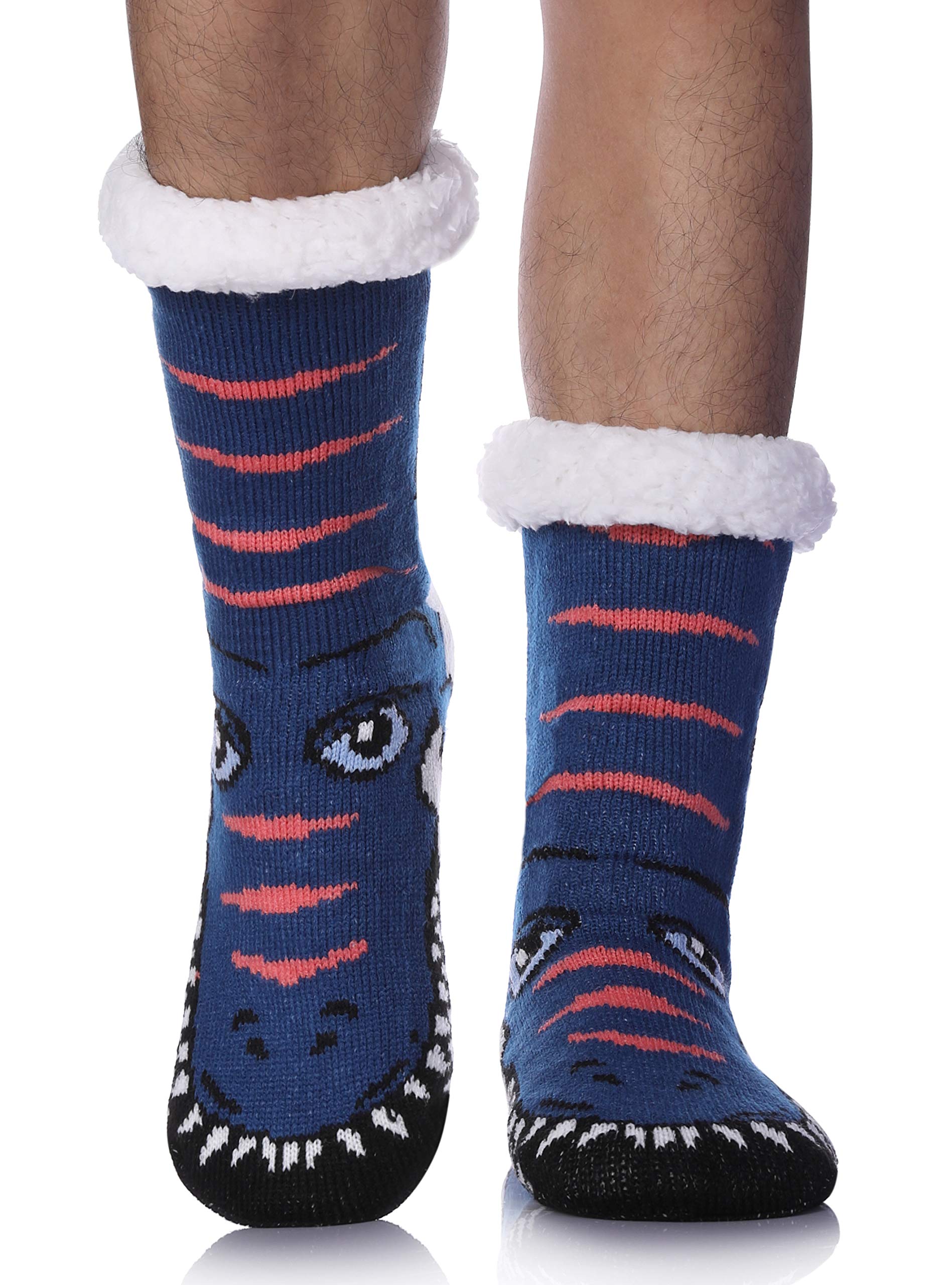 Mens Fuzzy Slipper Socks Animal Thick Cosy Warm Soft Fleece lined Thermal Winter Non Slip Home Socks