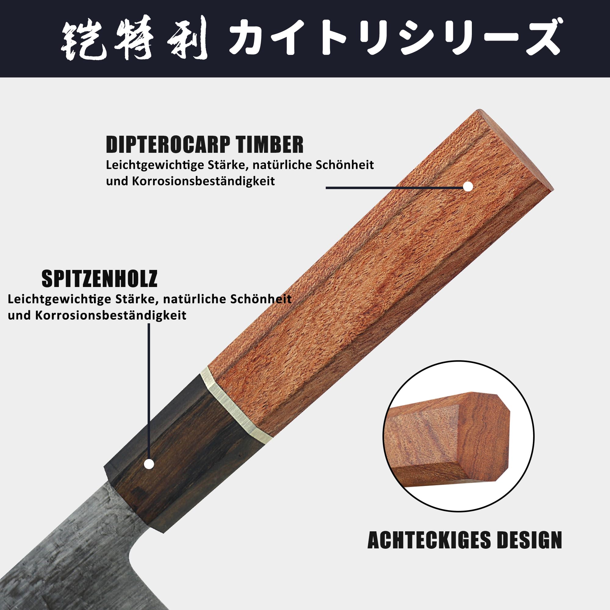 Kitory Couteau de Japonais 17 cm, Couteaux de Santoku Forgés à la Main, Couteau de Cuisine en Acier à Haute Carbone - Pro Série