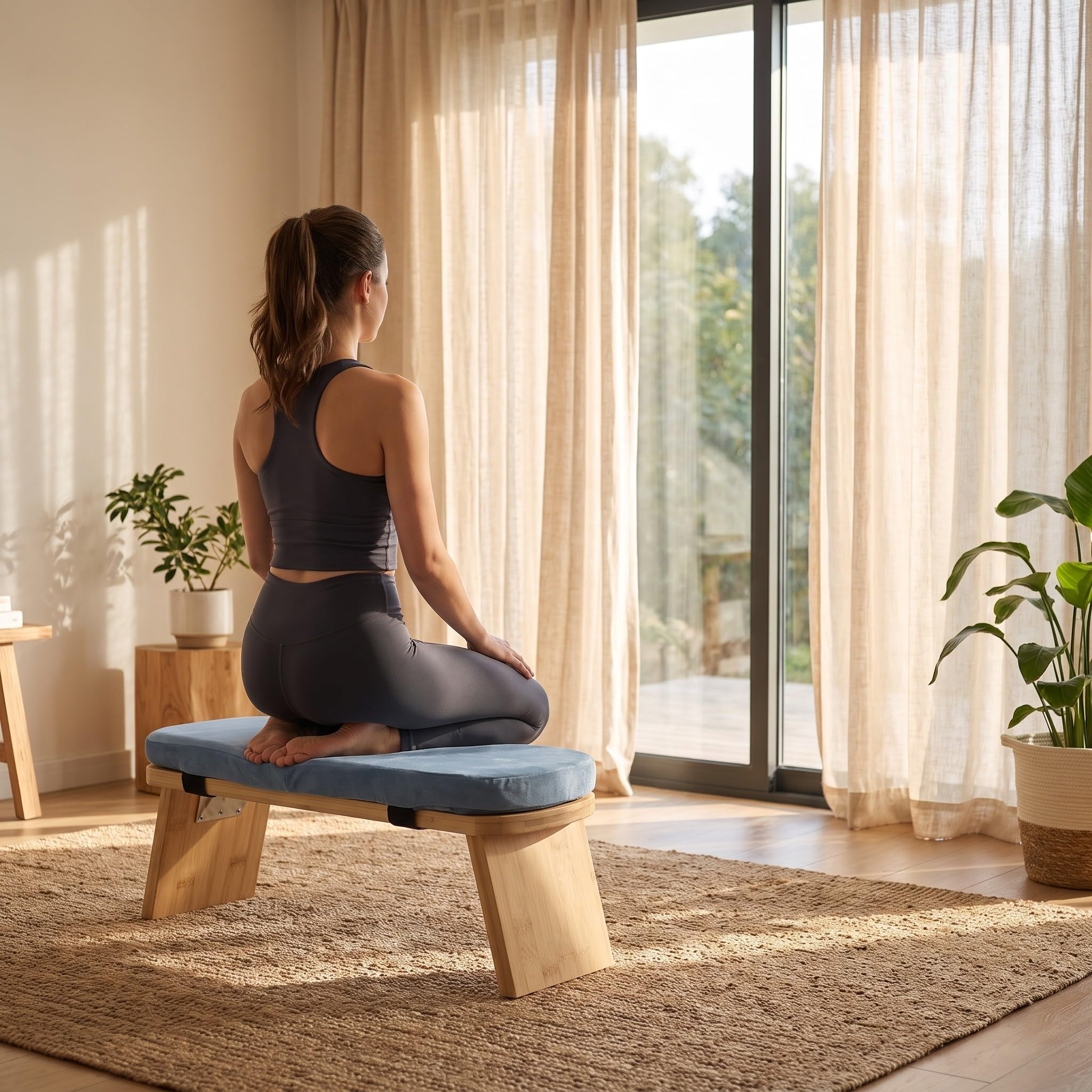 Gatuida Klappbare Meditationsbank, hölzerner Seiza-Kniehocker