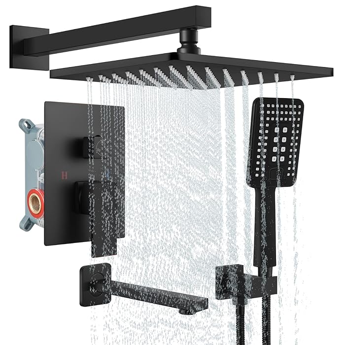 Buy gotonovo Matte Black Shower System 3 Function Mixer Shower Tub