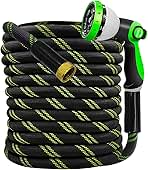 Garden Hose 50 FT, NON-EXPANDABLE Heavy-Duty Flexible & Lightweight Water Hose with 10-Function Nozzle, No-Kink Design, Leak-Proof Super Fabric, Solid Fittings for Lawn, Car, RV, Outdoor