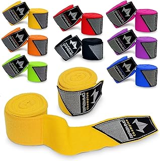 Brammo 4.5M Boxing Hand Wraps Elasticated Inner Glove For MMA Muay Thai Kickboxing Bandages - Great Protection for MMA, Muay Thai, Kickboxing, Martial Arts Training & Combat Sports