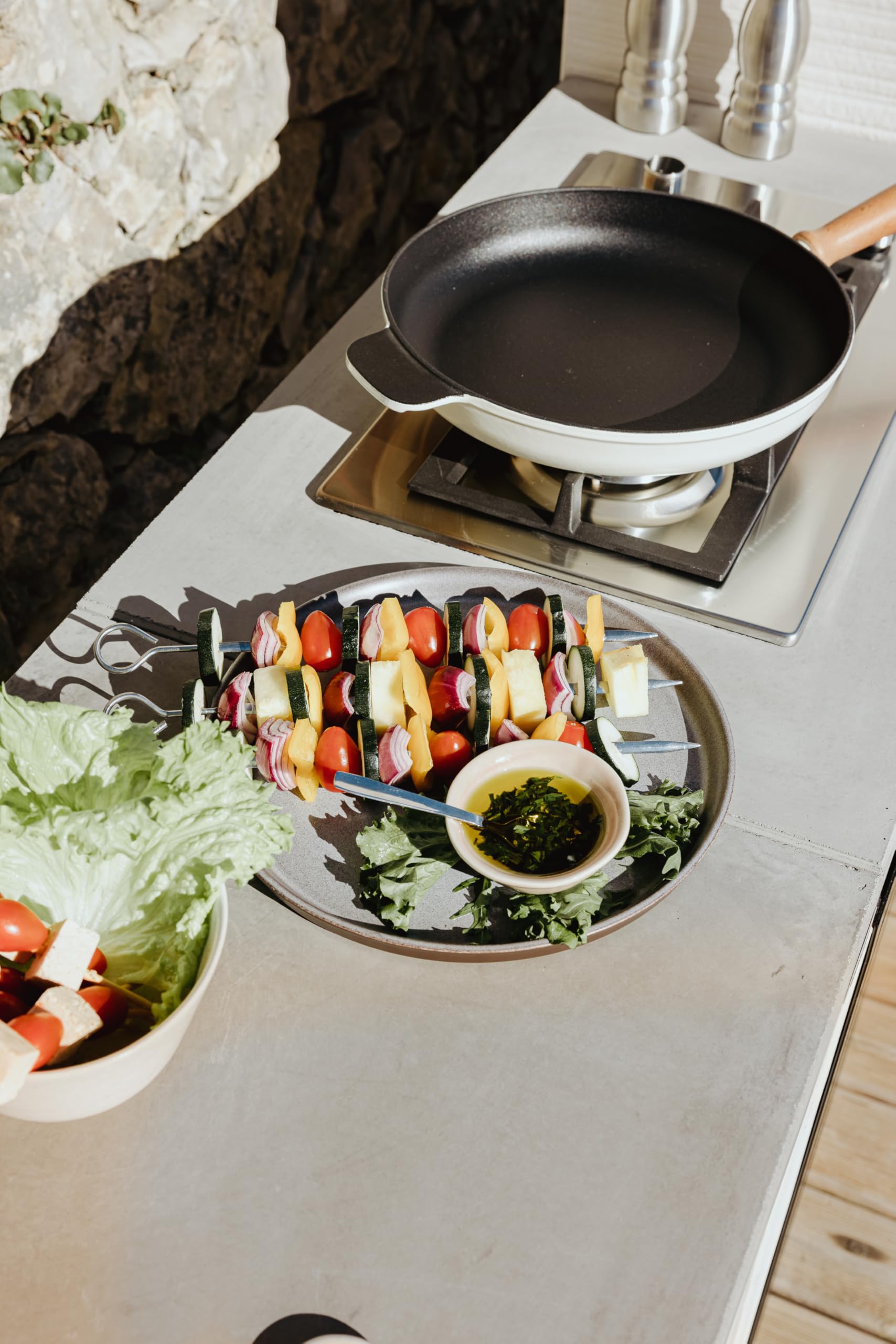 TUOZI - PACK 4 PLAN – COCINA DE EXTERIOR PLAN 1 PLUS FULL – Barbacoa Modular con Parrilla de Acero Inoxidable, Fregadero y Cocina a Gas (266 x 47 x 192 cm)