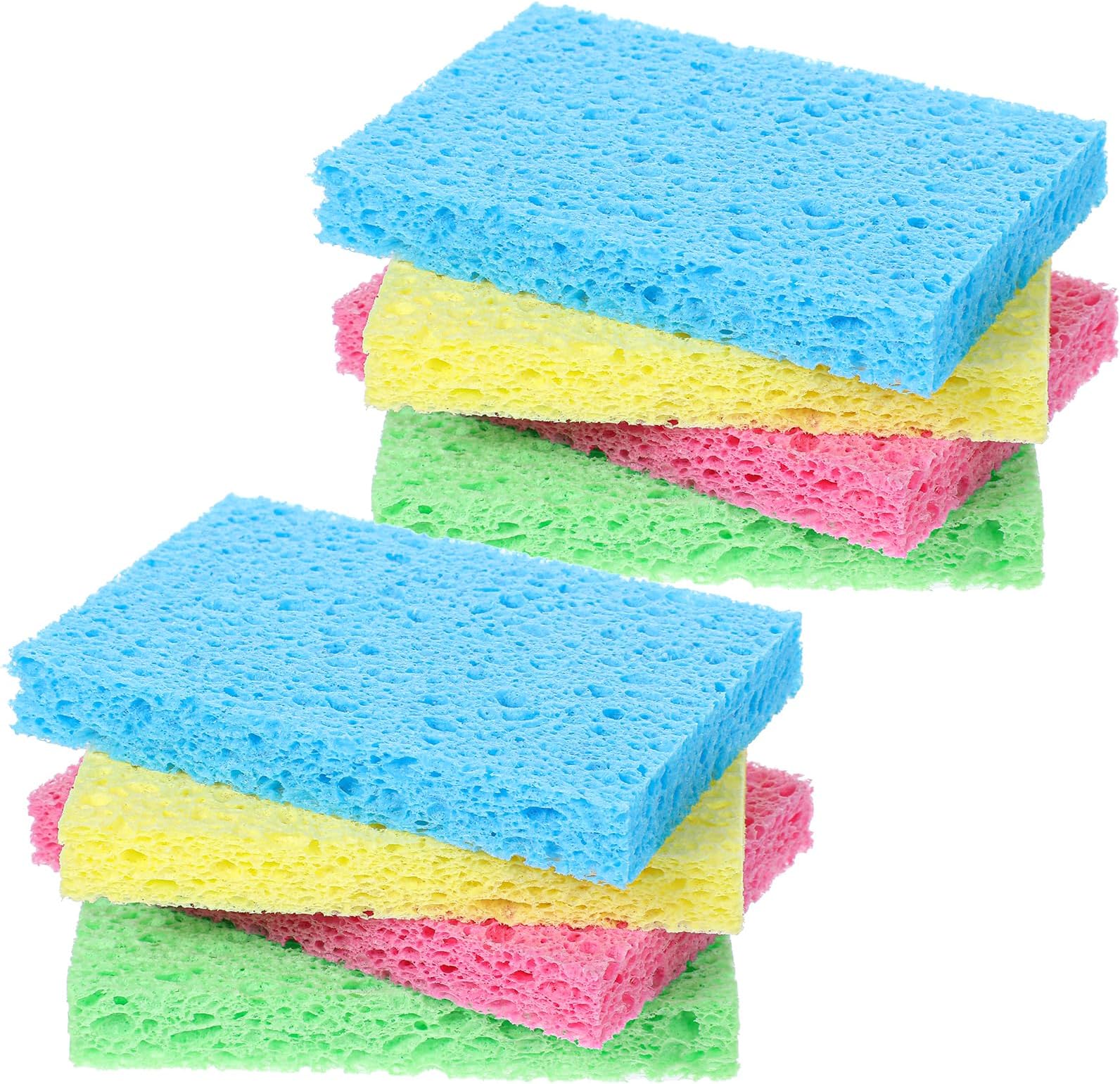 – 8PCS Cellulose Sponges, Colorful Non Scratch Sponges for Cleaning Dishes, Household Scrubbing Sponge Bulk, Compressed Natural Sponge for Kitchen Bathroom Sink(4 Colors)