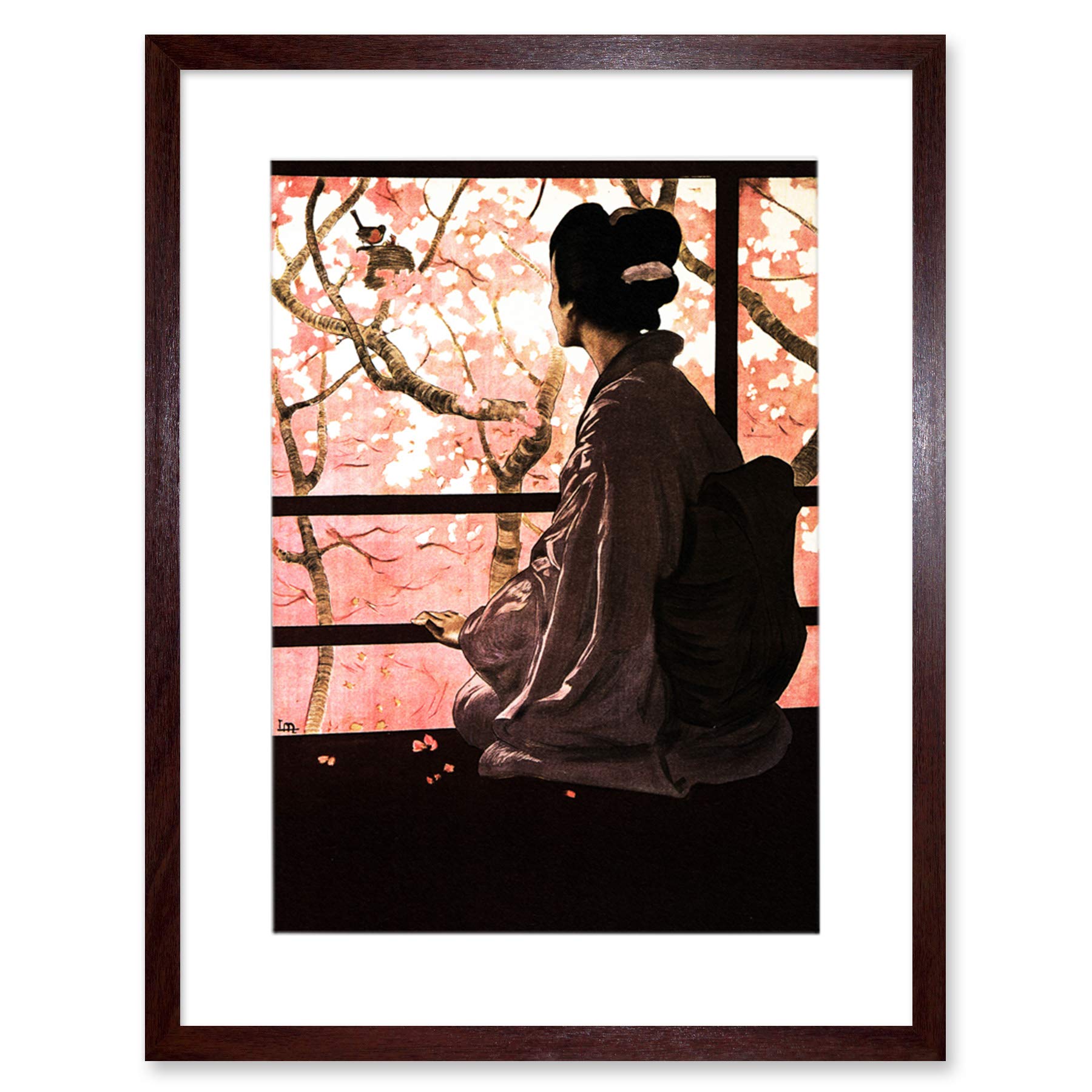 Wee Blue Coo Opera Madame Butterfly Japanese Artwork Framed Wall Art Print 12X16 Inch