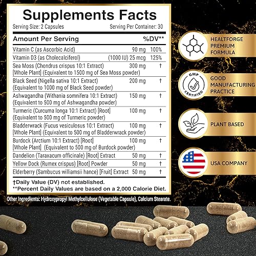 Miniatura 6 de Shilajit, Cápsulas de Ashwagandha y cápsulas de musgo marino Cápsulas de aceite de semilla negra Ashwagandha, cúrcuma - Shilajit para mujeres y