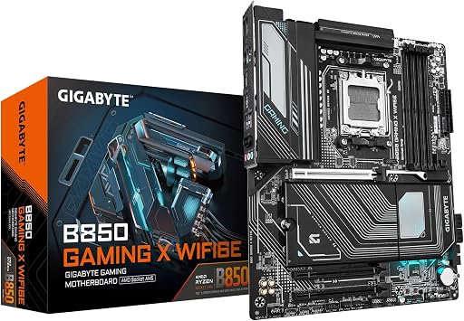 GIGABYTE B850 Gaming X WIFI6E AMD AM5 LGA 1718 Motherboard, ATX, DDR5, 3X M.2, PCIe 5.0, USB-C, WIFI6E, 2.5GbE LAN, EZ-Latch,