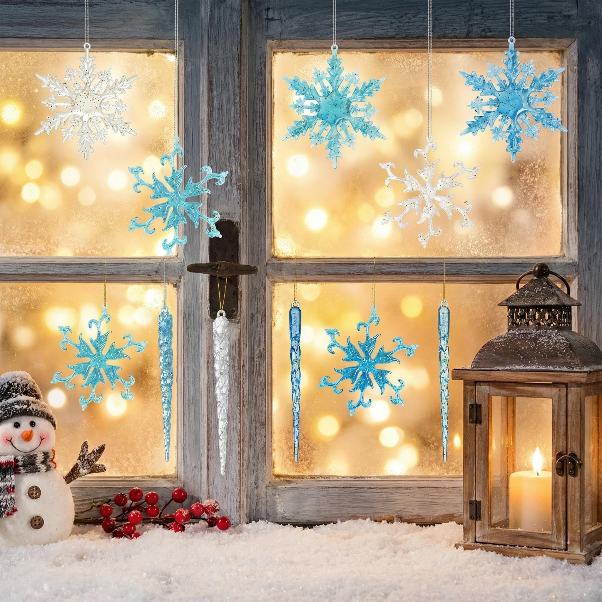 Amazon.co.jp: VGOODALL キラキラ光る雪の結晶のつららら アクリル製雪