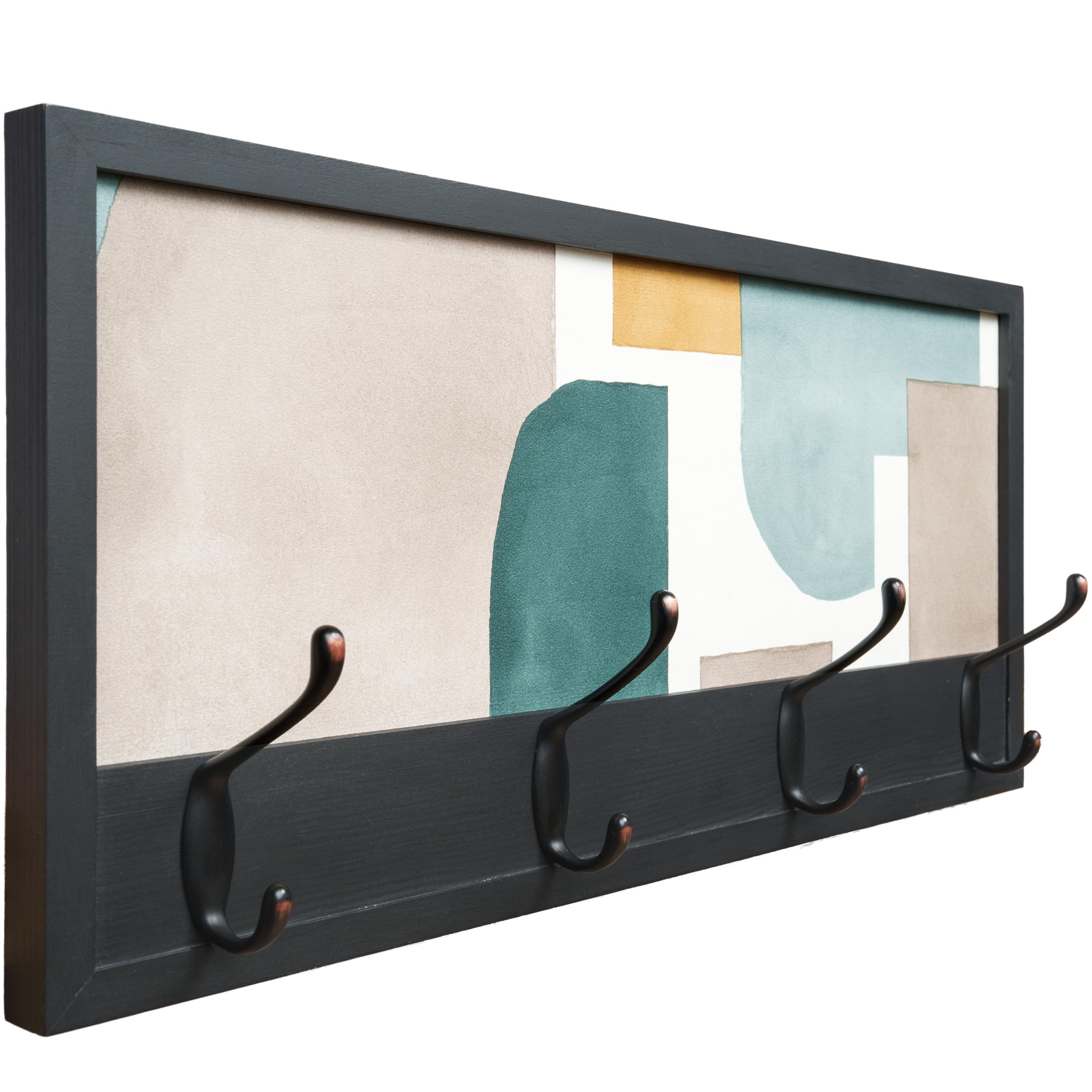 Perchero Pared Madera 52x25cm Contemporáneo Negro 4 Ganchos | Hecho en España. 4 ganchos dobles (8 colgadores) para ropa y abrigos. Ideal para entrada, salón u oficina.