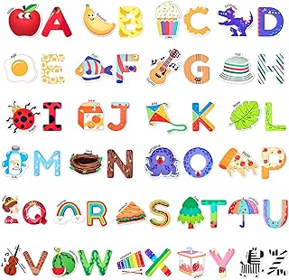 JoyCat Fridge Magnets for Toddlers – 26 Cute Objects & Uppercase Letters, Large Refrigerator ABC Alphabet Magnets Set for Kids, Preschool Learning Spelling Alphabet Gift Toy for Ages 2+