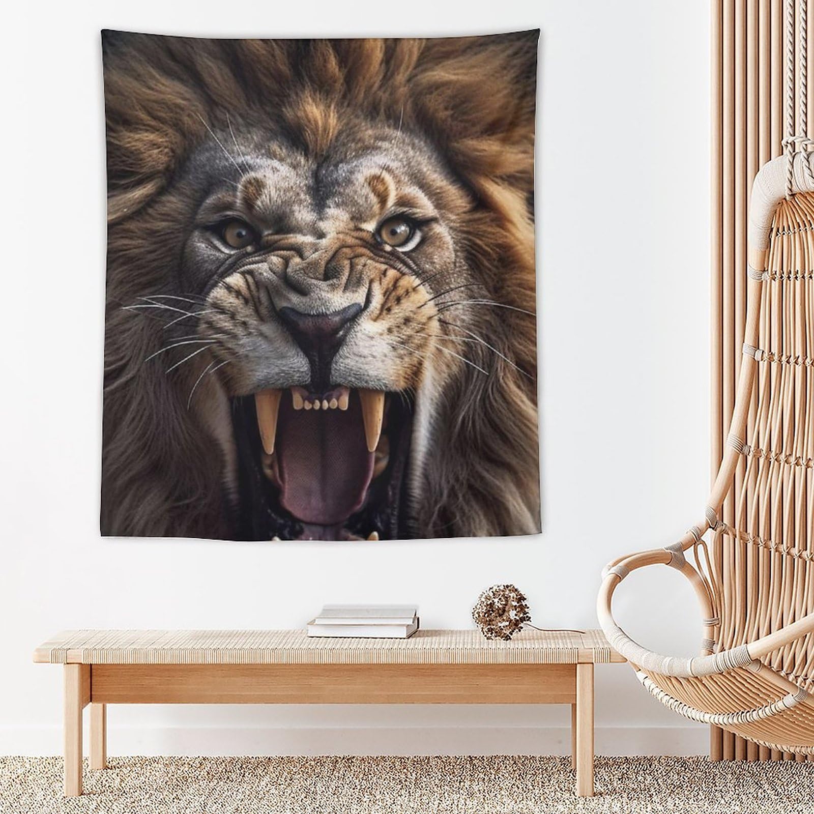 Amazon.co.jp: 吠えるライオンタペストリー 強い表情 野生動物の肖像画