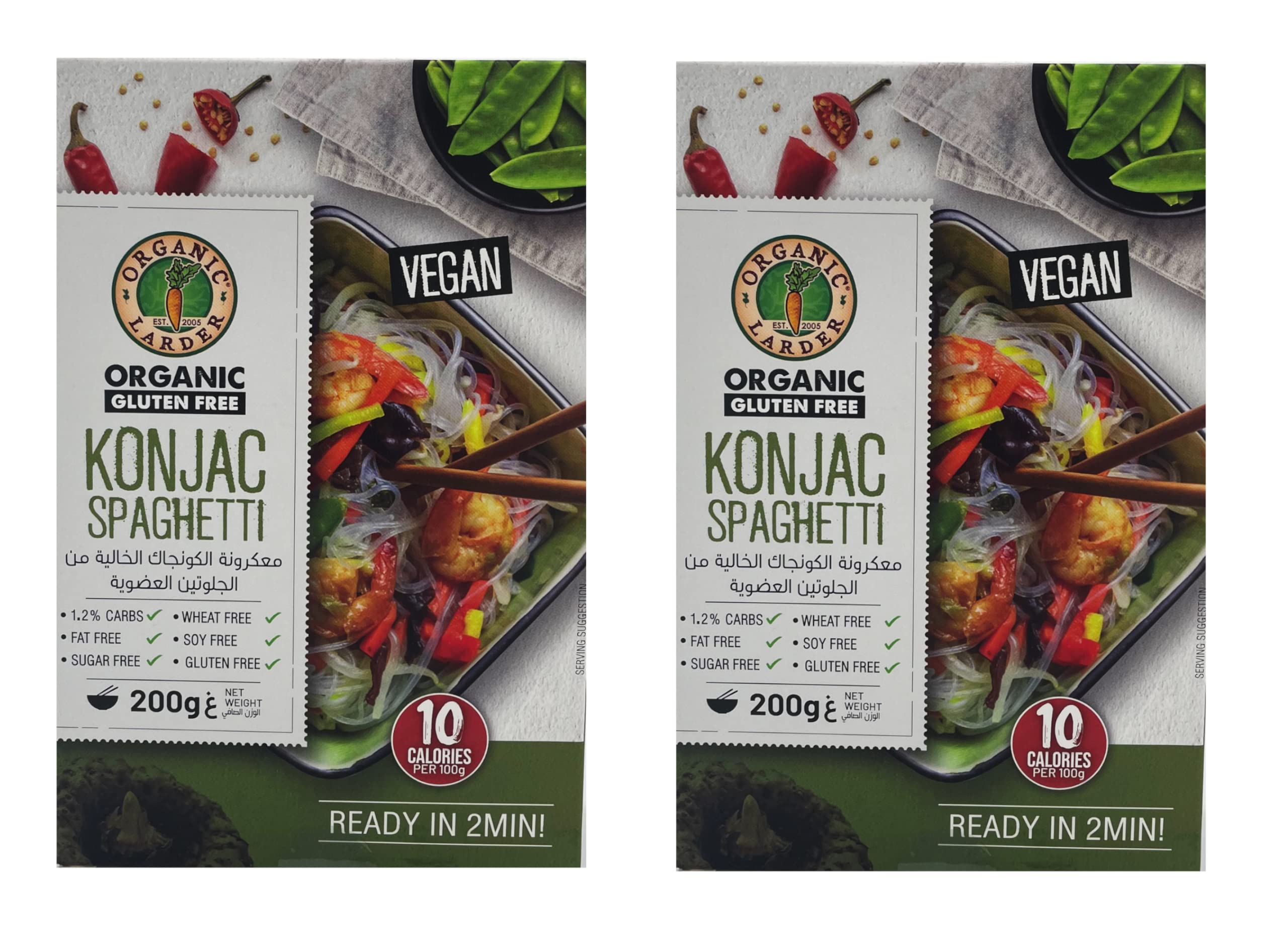 Organic Larder Konjac Spaghetti 200g, Gluten Free, Vegan - Pack of 2