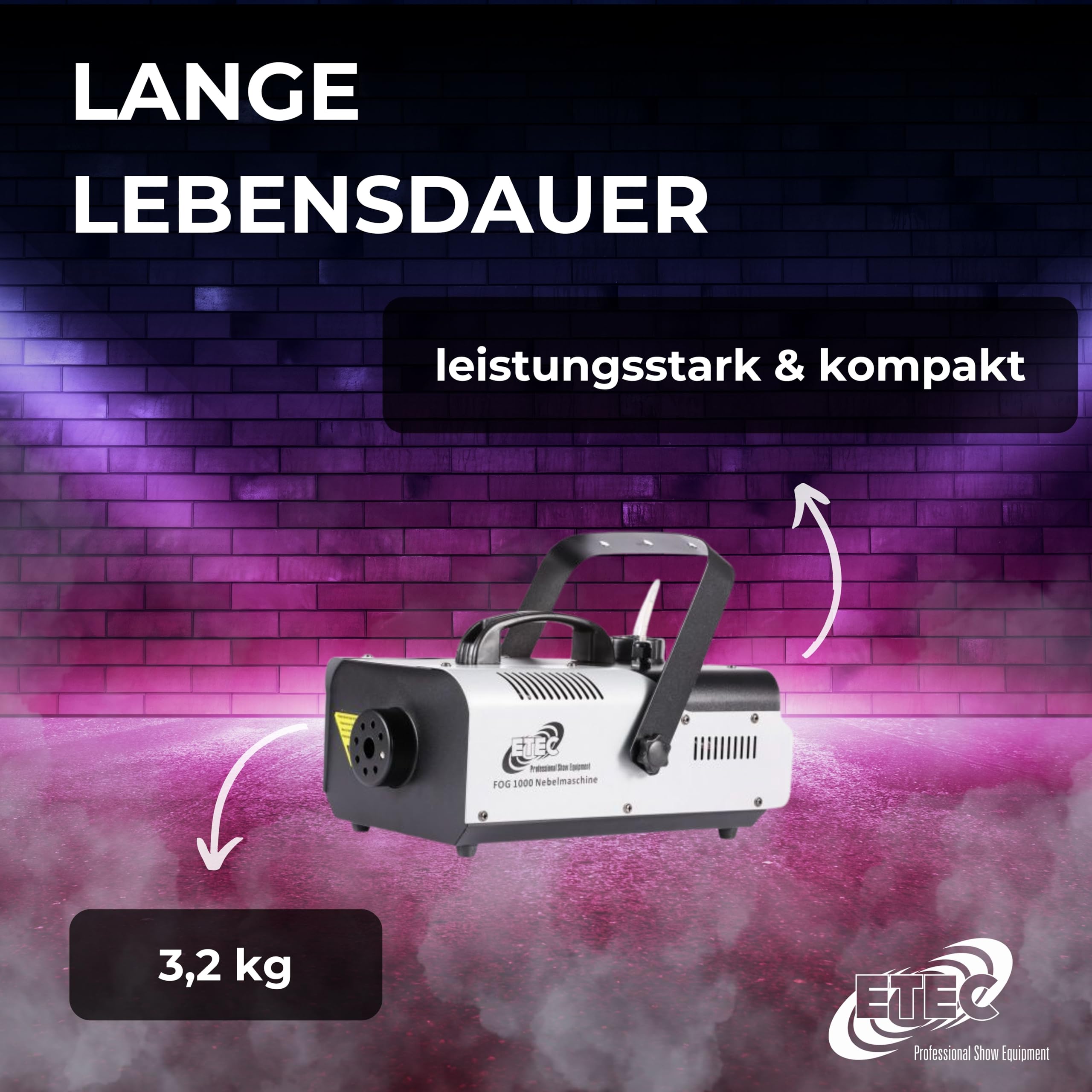 ETEC Professional FOG 1000 Nebelmaschine 900 Watt Fogger Rauch Nebel Party Club DJ Effekt Disco Veranstaltung Bühne Effektmaschine