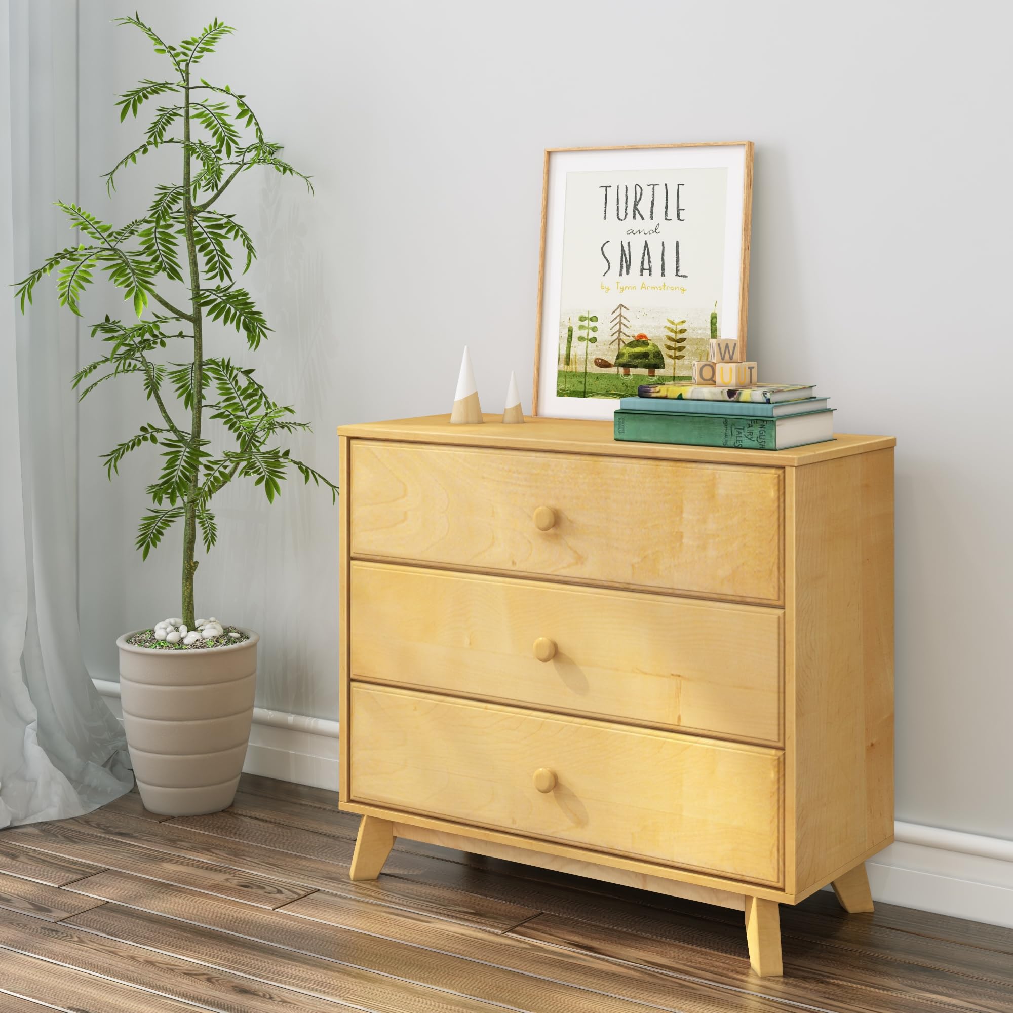 Max & Lily 3 Drawer Dresser, Natural