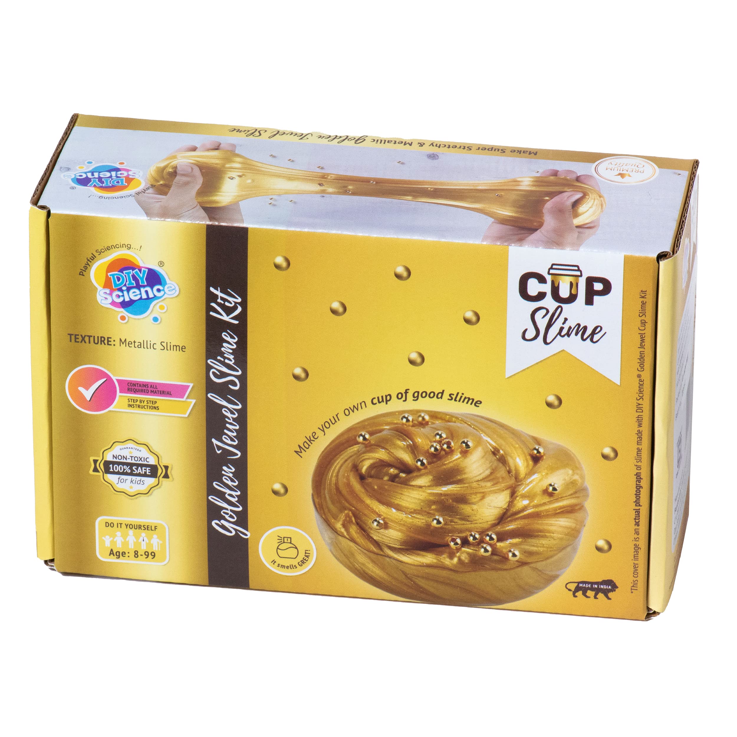 DIYScience® Golden Jewel Slime Kit for Boys, Girls, and Kids, 8+ Years, Make Shiny & Stretchy Metallic Slime, Scented Slime Glitter Glue, Activator Gel, Golden Pigment, Golden Bead Toppings (B0C392FRKF) Amazon Price History, Amazon Price Tracker