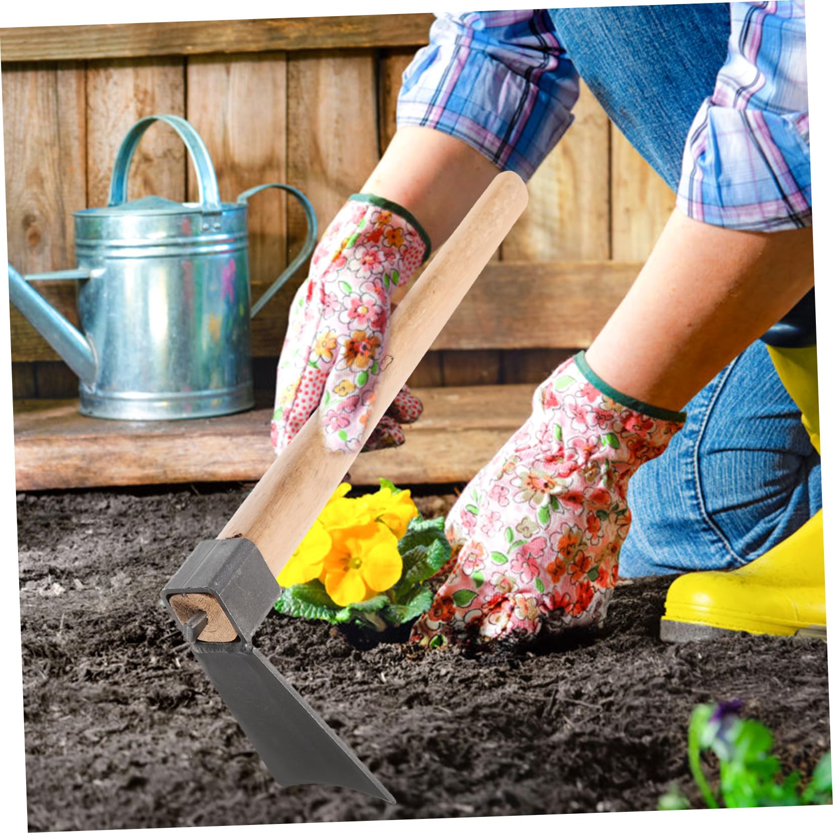 SUPVOX Azada Mango De Madera Herramienta Reutilizable para Desherbar Azada para Cultivo De Hortalizas para Jardinería Casera