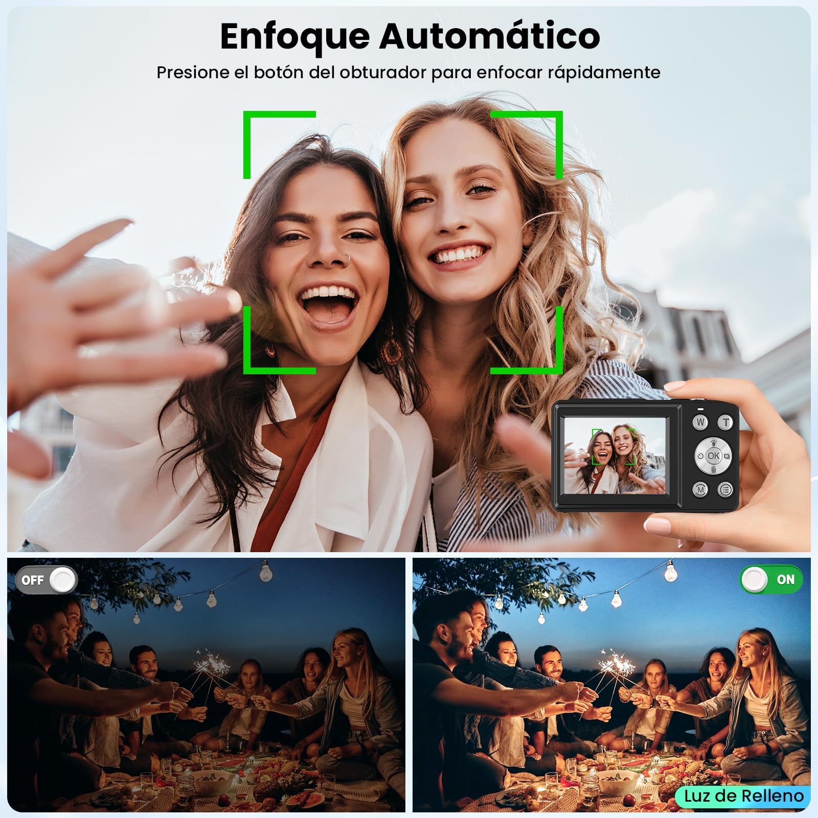 Appareil Photo Numérique avecà Double Écran - 48MP HD 4k Digital Caméra, Appareil Photo Compact Portable avec Zoom Numérique 18X Anti-Shake Caméra, Carte de 32GB, pour Enfant/Ados/Débutant, Noir