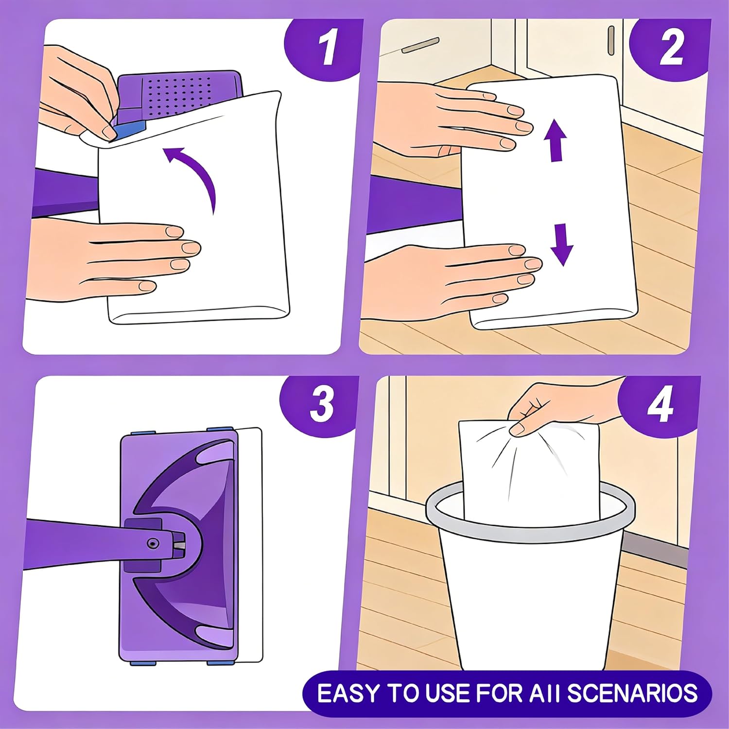 64X Wet Jet Mop Refill Pads.Dry&Wet Mopping Pad.Microfiber.Thickened and Absorbent.Wet Mop Pads Multi Surface.Bathroom Cleaning Supplies