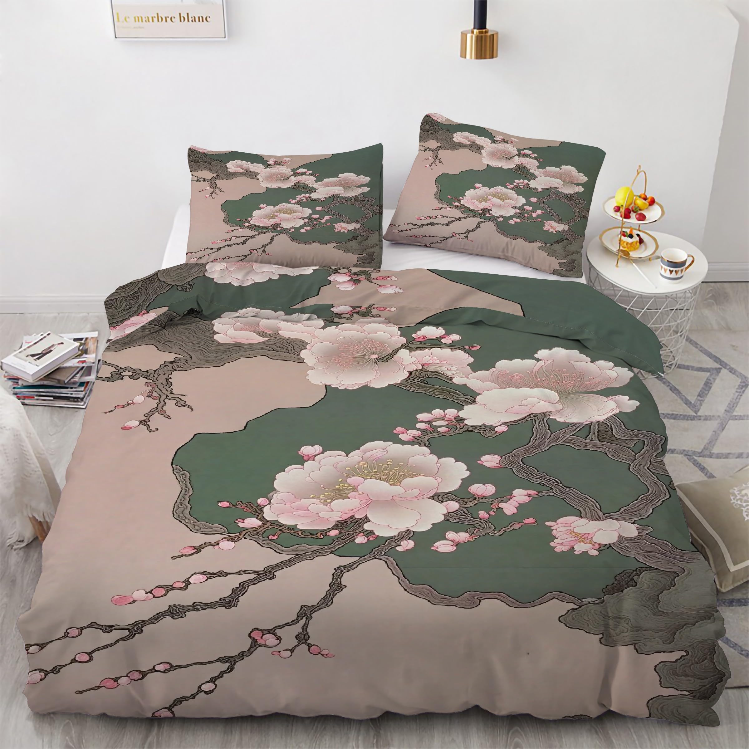 Parure de lit 160x200 microfibre douce motif champêtre chic