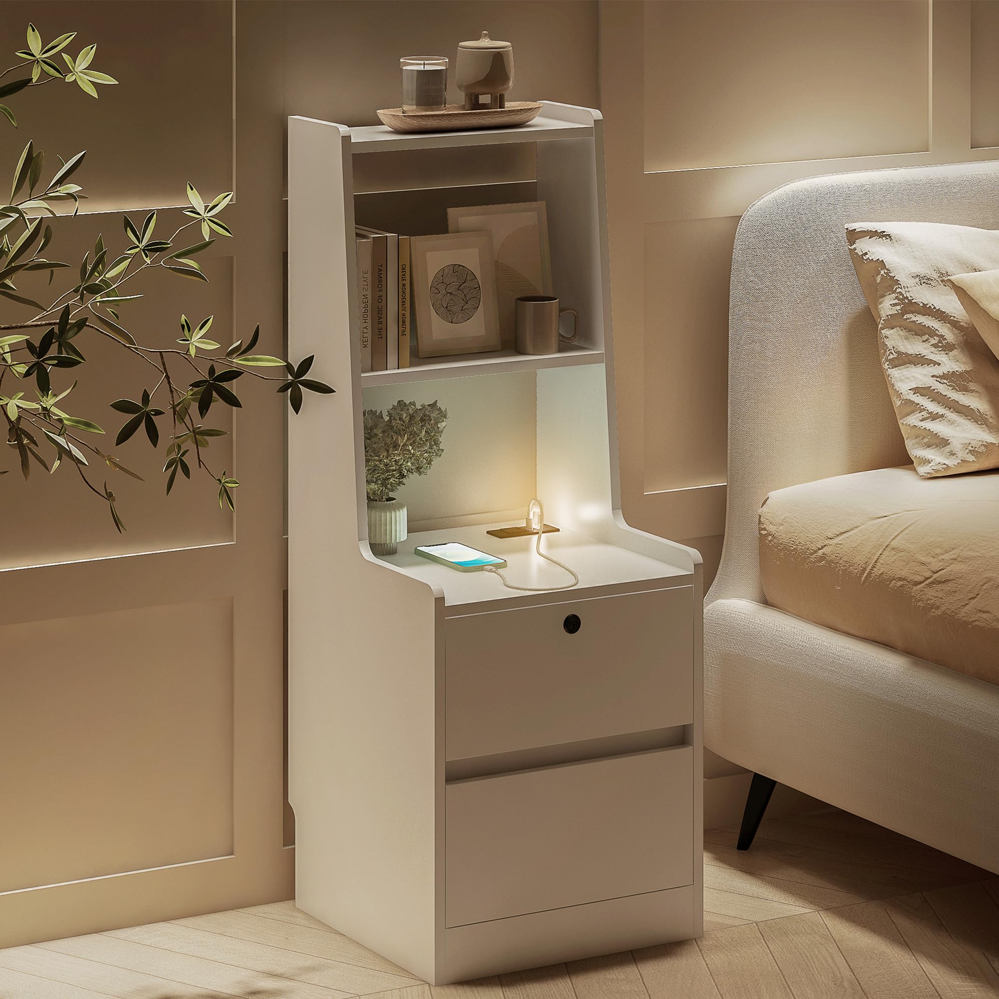 Amazon.com: BAYYELL 41'' Tall Nightstand with Charging Station