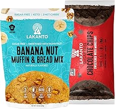 Lakanto Sugar Free Banana Nut Muffin Mix and Semi Sweet Chocolate Chips Bundle - Delicious Breakfast, Snack, Treat