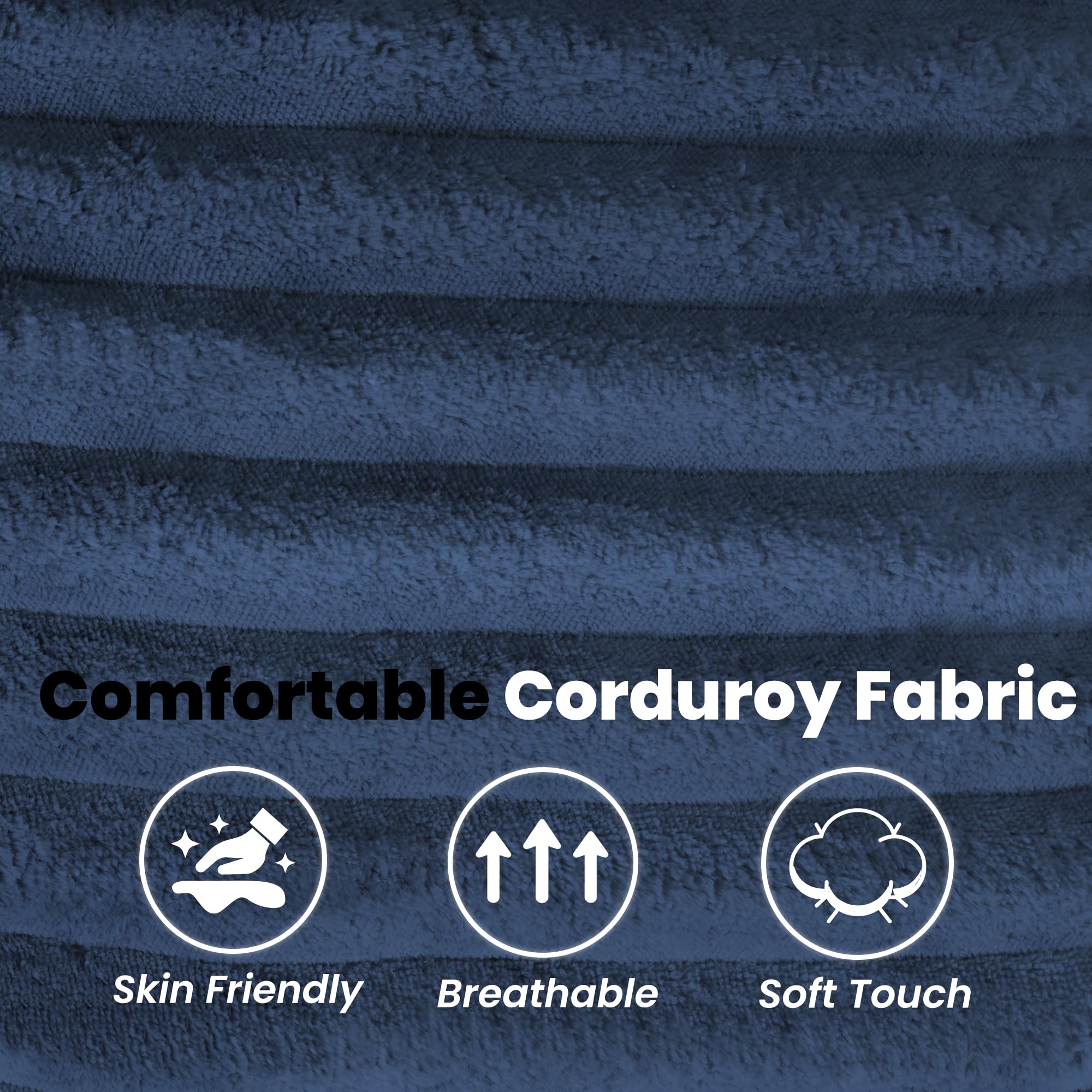 8” Futon Mattress Full Size 54” x 80”, Futon Sofa Couch Bed with Twisted Rope Design Edging, Extra Thick Corded Floor Futon Mattress Sleeping Mat for Adults, Camping, Dorm, Blue(Frame Not Included)