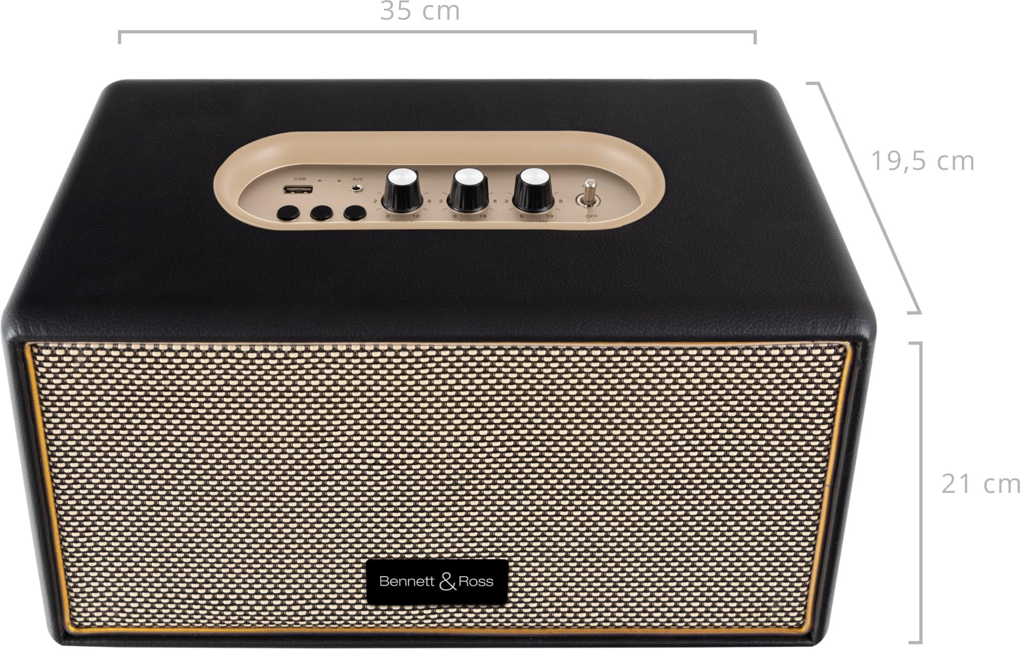 Rocktile GP-10 / BB-860BK Gitarren Amp Set - Kopfhörerverstärker mit 6 hochwertigen Amp-Models und weiteren Funktionen - Bluetooth® Lautsprecher in Lederoptik - 5" Fullrange Lautsprecher - Schwarz