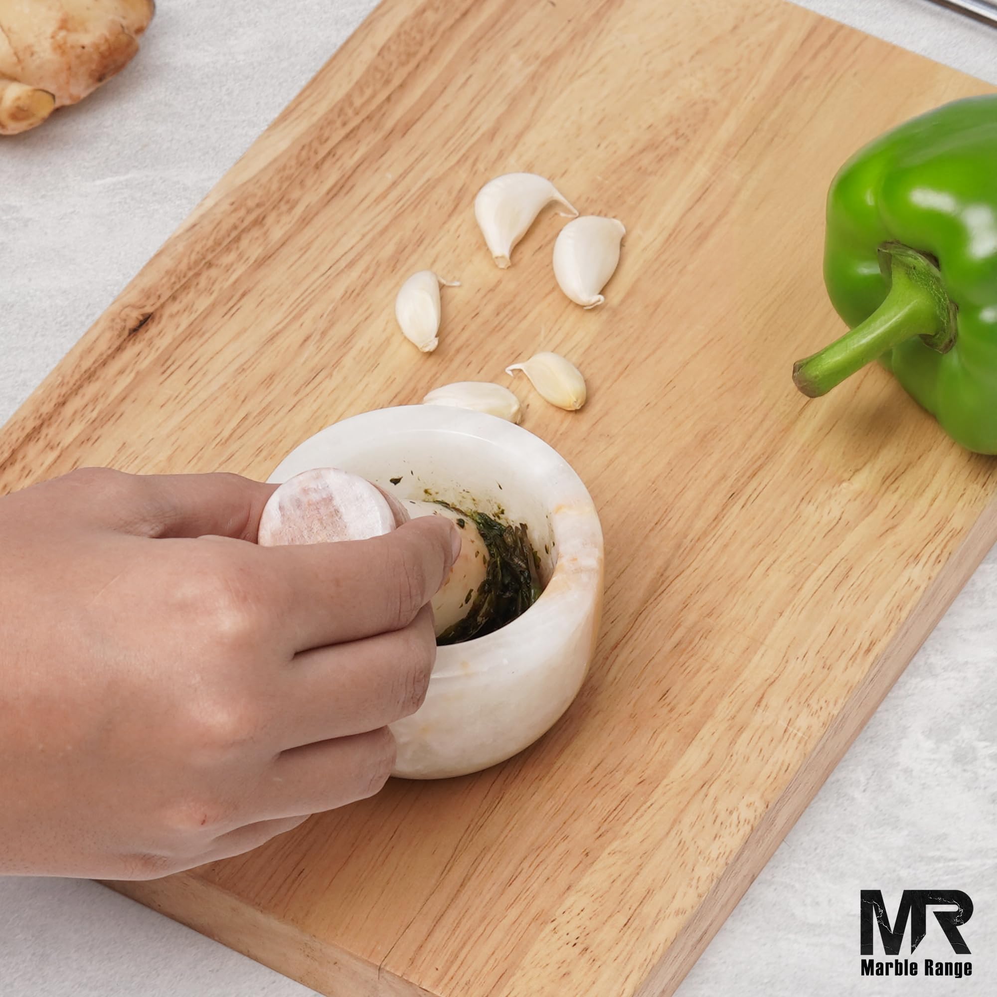 Set di mortaio e pestello in marmo bianco da 7,6 cm, in onice bianco, fatto a mano, tritaglio e macina erbe, ciotola in pietra, piccolo macinino per spezie, pestello e mortaio per cucina, ciotola in