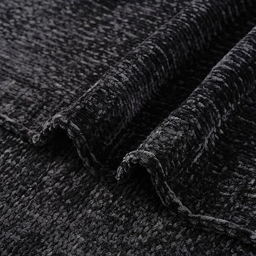 Miniatura 5 de BATTILO HOME Manta negra de felpilla tejida para sofá, cama, silla, sofá, manta de punto negro acogedora y suave, 51 x 67 pulgadas