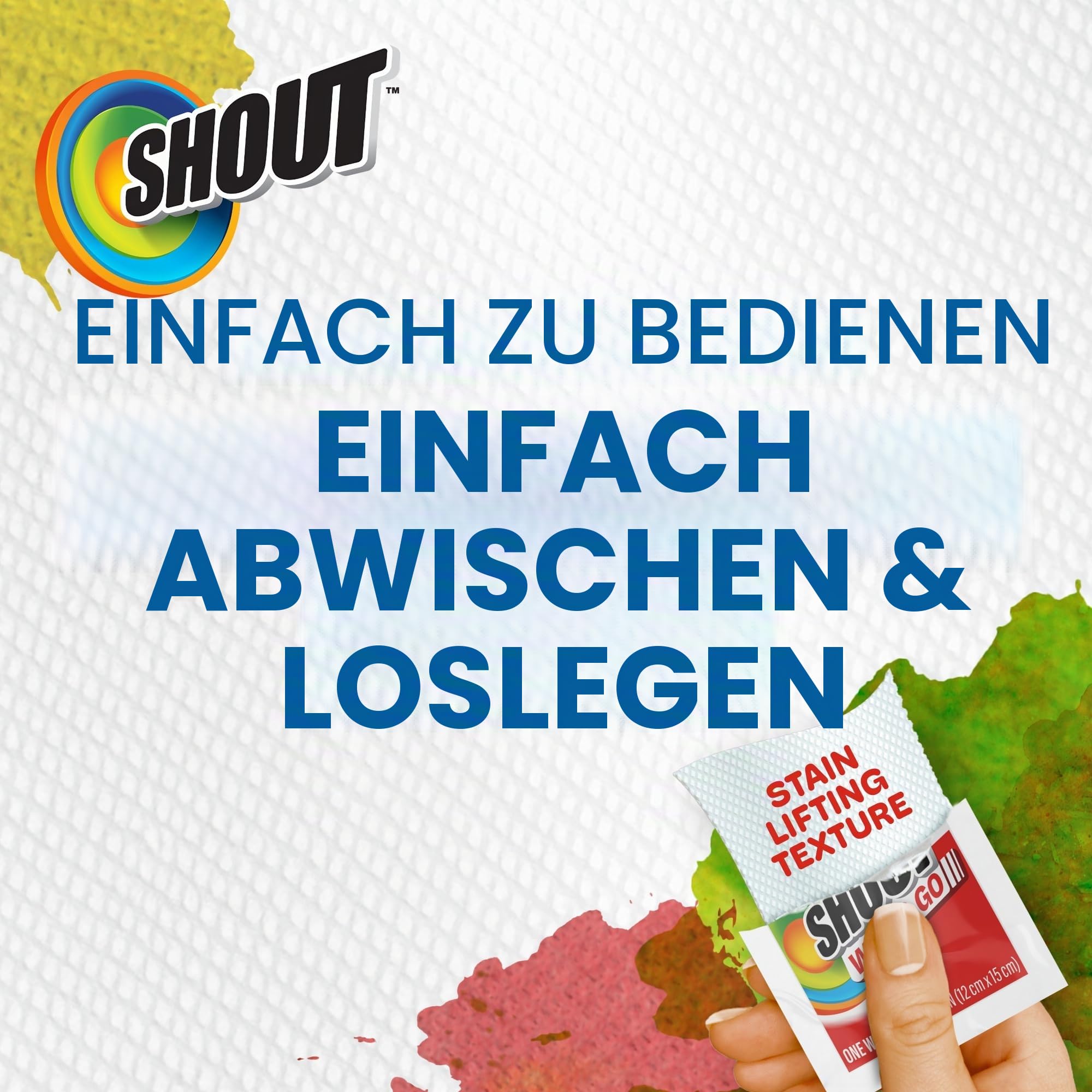 Shout Wipes – tragbare Fleckenreinigungstücher, 6er-Pack, 72 Tücher