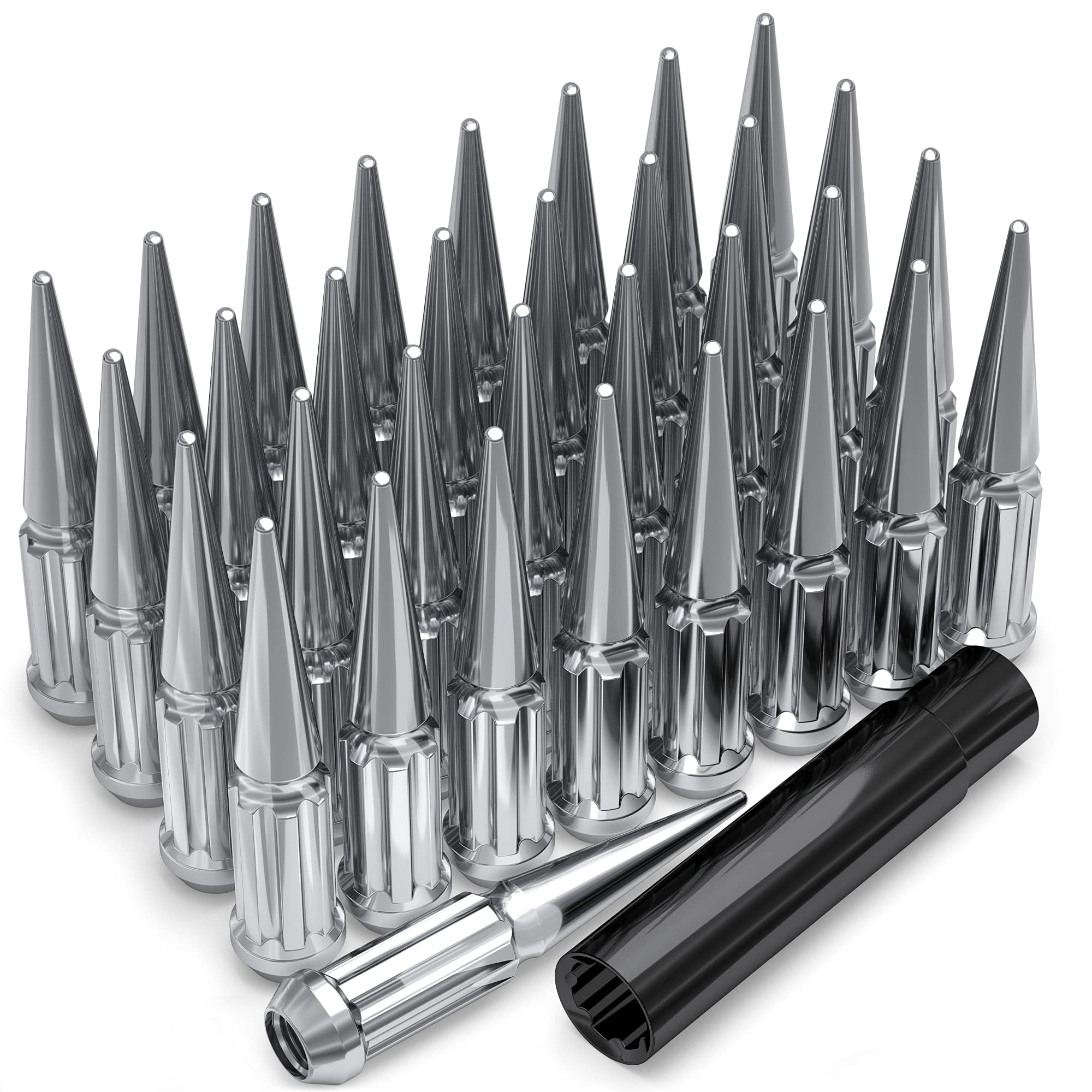 3850XL-33AM Chrome 1-Pc Spline Spike Lug Nut