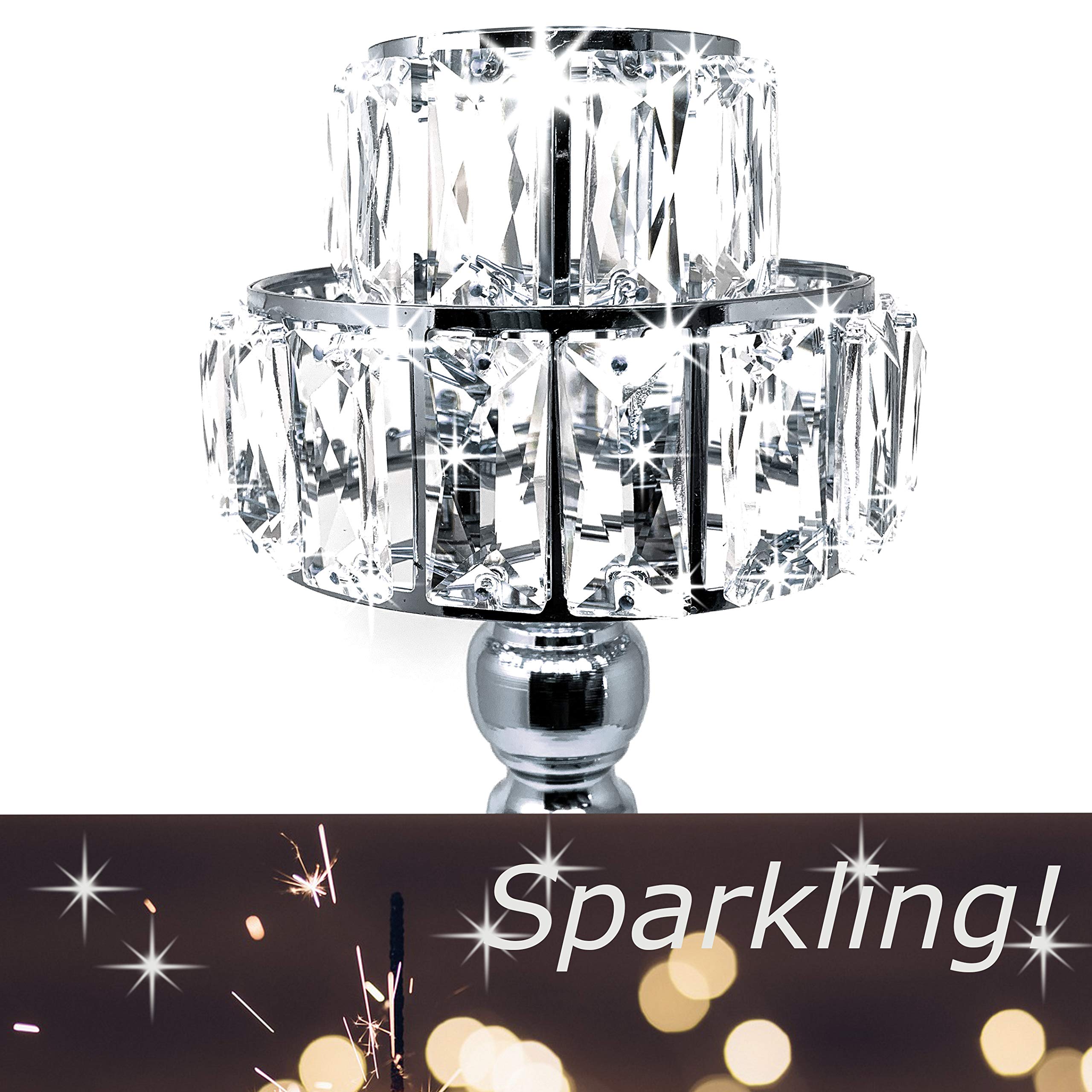 Allgala 40 cm lampa styl srebrny świecznik podgrzewacz z kryształowymi blokami