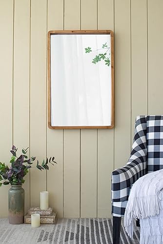 Espejo rectangular de madera de 24 x 36 pulgadas, decoración de pared de granja para sala de estar, dormitorio, entrada