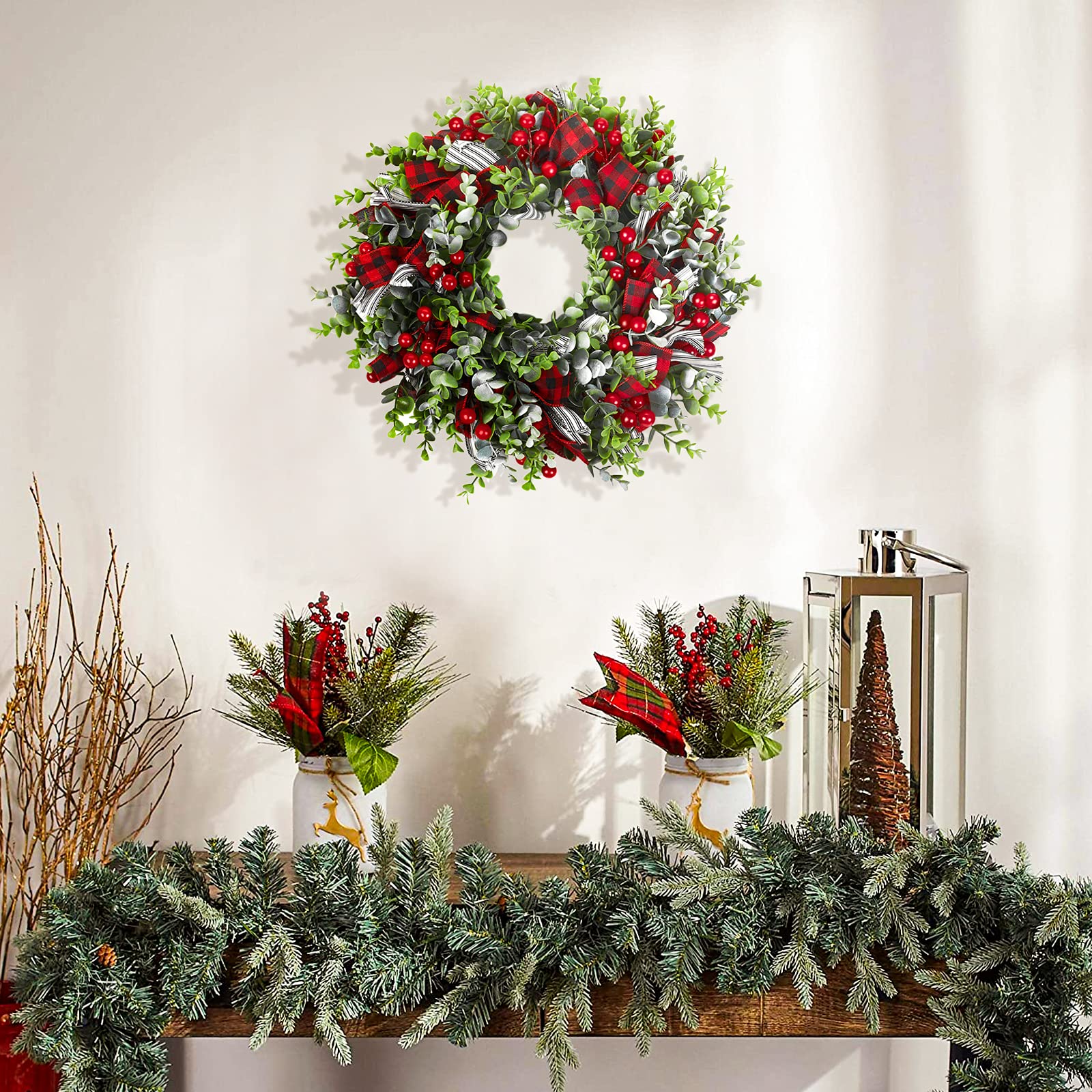Amazon.com: MTSCE Christmas Wreath, Front Door Decoration Wreath