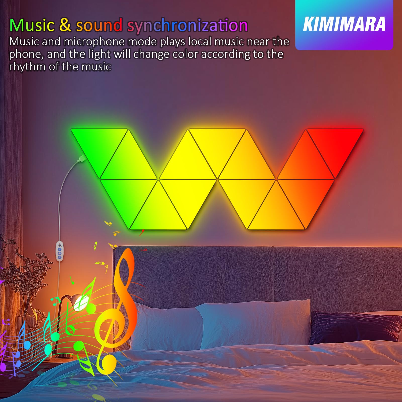 Pannello LED triangolare RGB – Grande triangolo da gioco lampada da parete Triangle Light Smart Panel luci musica sinc luce modulare lampada gioco regalo per gamer room decorazione (8 pezzi grande