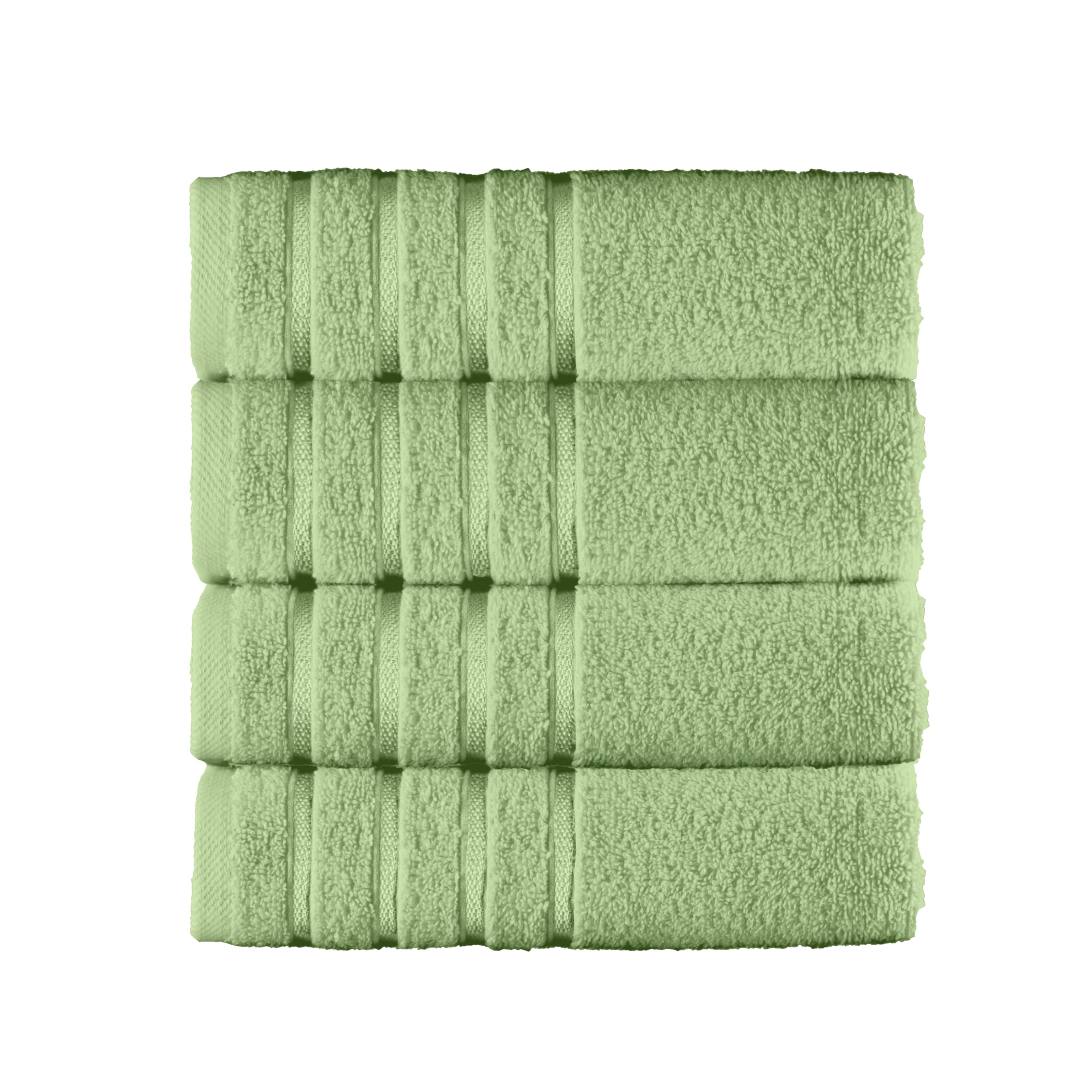Elegant Comfort 100% Turkish Cotton 4 Lines Viscose Stripe Luxury 4 Pack Hand Towel Set - Ultra Absorbent and Soft 16 x 28 Inch Premium Hotel Spa Quality Towels for Everyday Bath Use, Sage