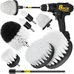 Holikme 8 Piece Drill Brush Attachments Set, Power Scrubber Brush with Extend Long Attachment,Cleaning Supplies,Scrub Brush,Shower Scrubber,Bathtub(Yellow)