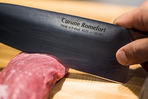 Miniatura 8 de Cuisine Romefort Cuchillo de chef afilado de acero al carbono XC75, hoja de 8.7 pulgadas, con funda de cuero  cuchillos de chef con mango de madera